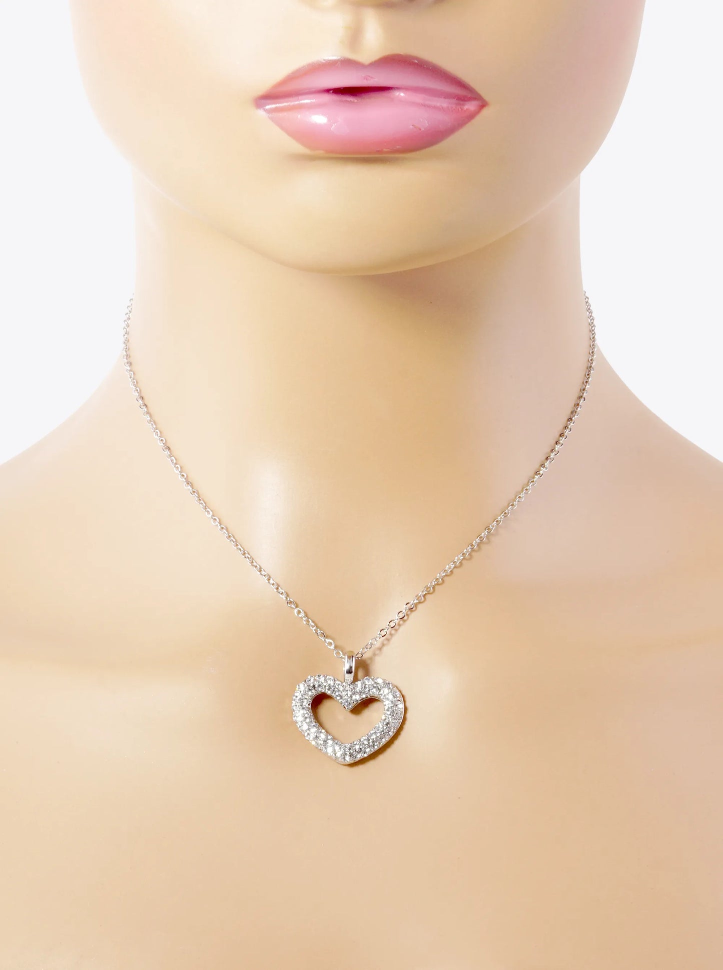 Crystal Pave Heart Pendant Necklace