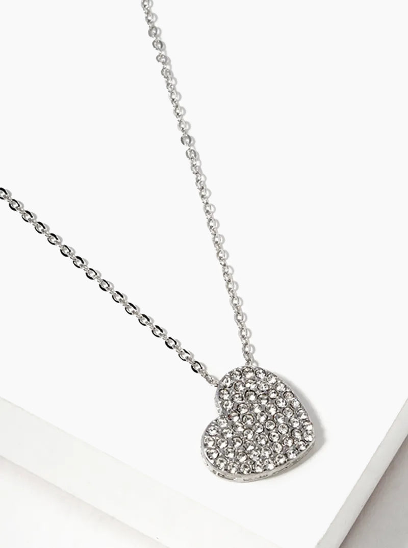 Crystal Pave Heart Pendant Necklace