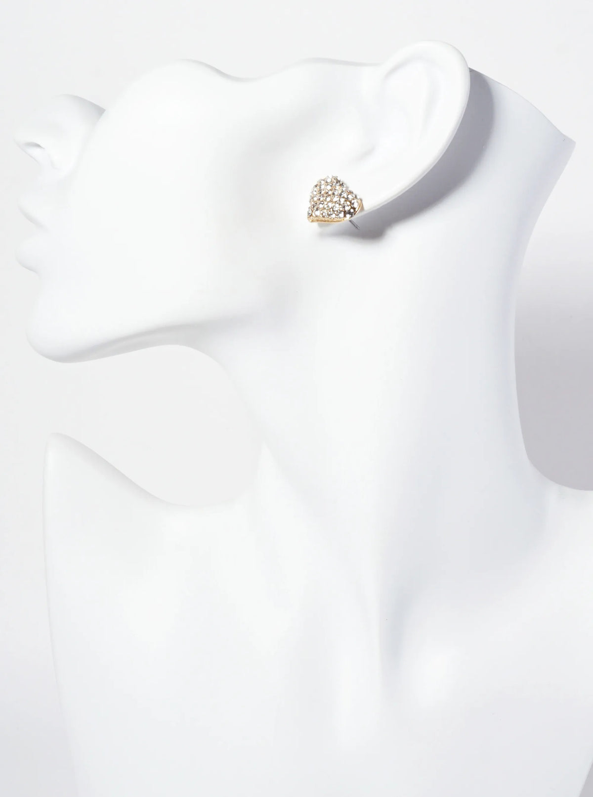 Crystal-Pave Heart-Shaped Button Stud Earrings