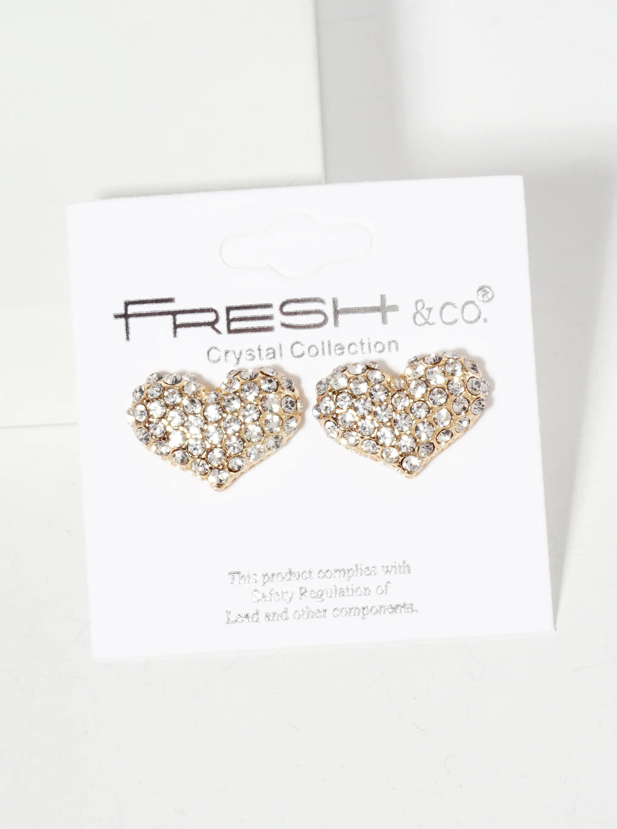 Crystal-Pave Heart-Shaped Button Stud Earrings