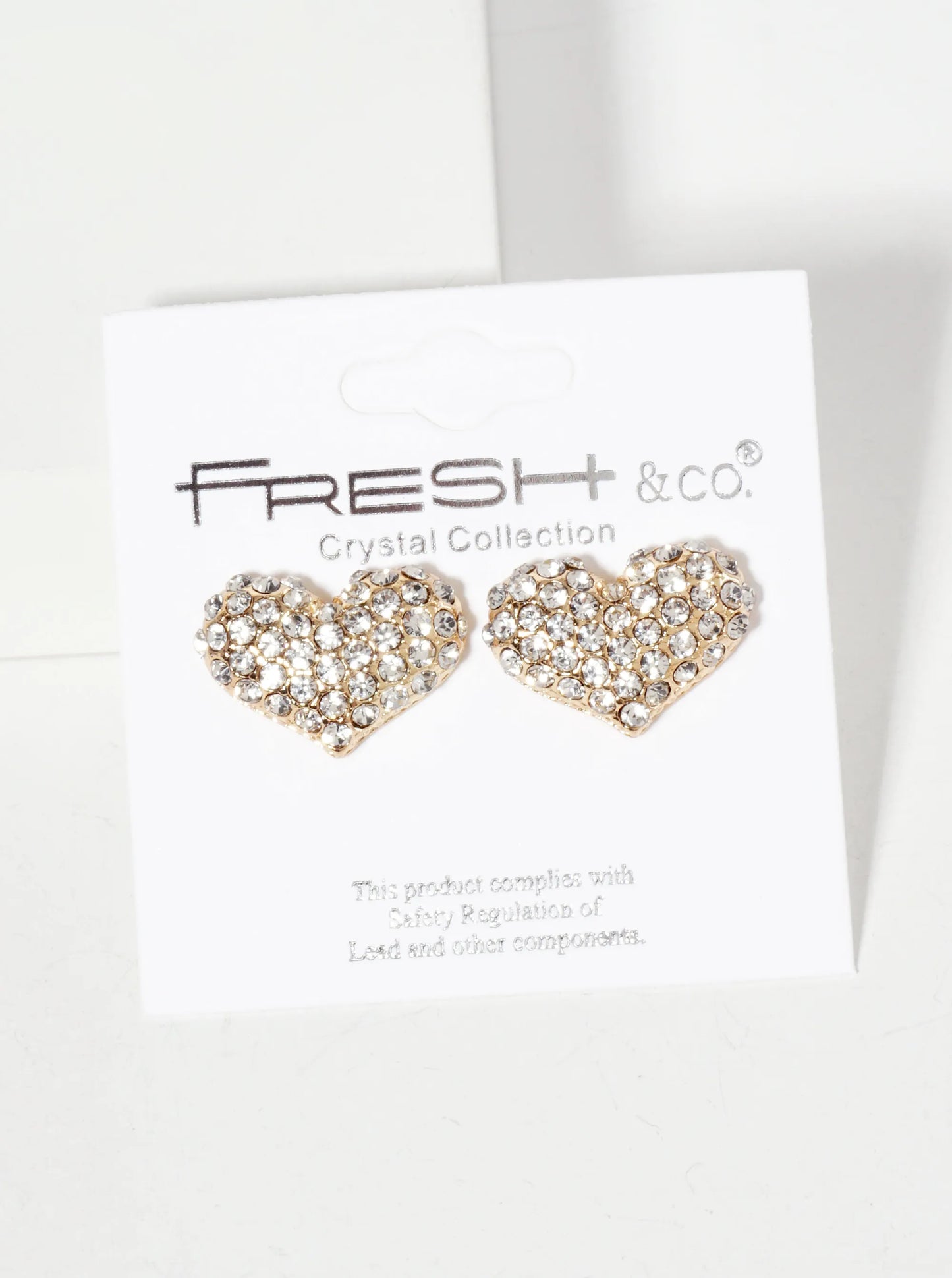 Crystal-Pave Heart-Shaped Button Stud Earrings