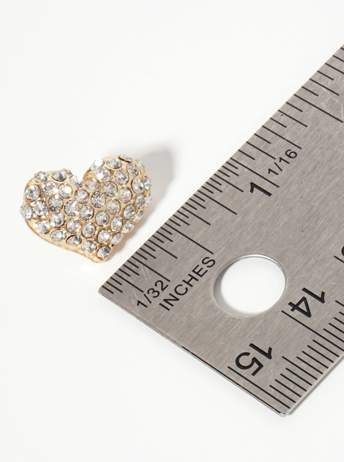 Crystal-Pave Heart-Shaped Button Stud Earrings
