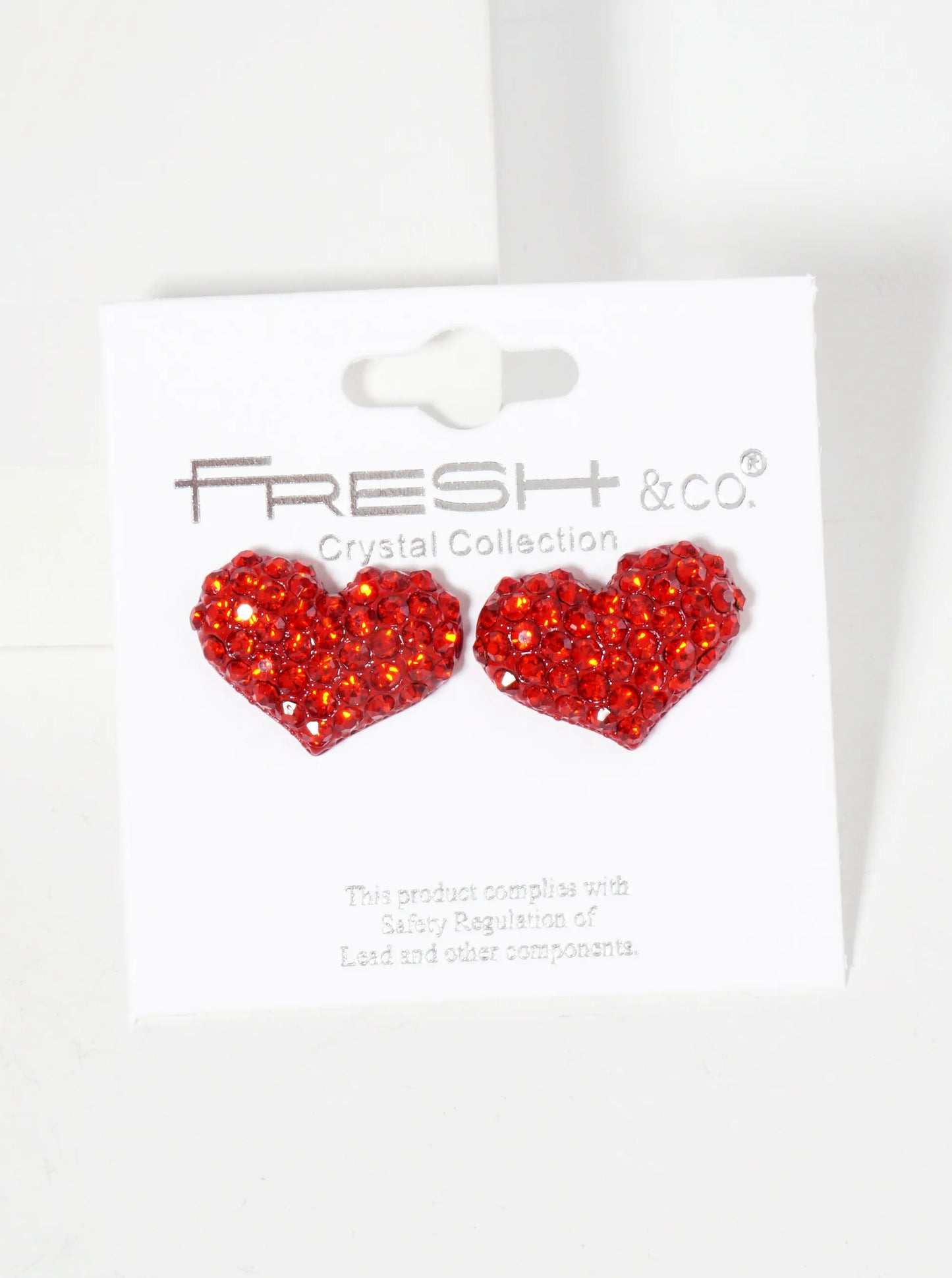 Crystal-Pave Heart-Shaped Button Stud Earrings