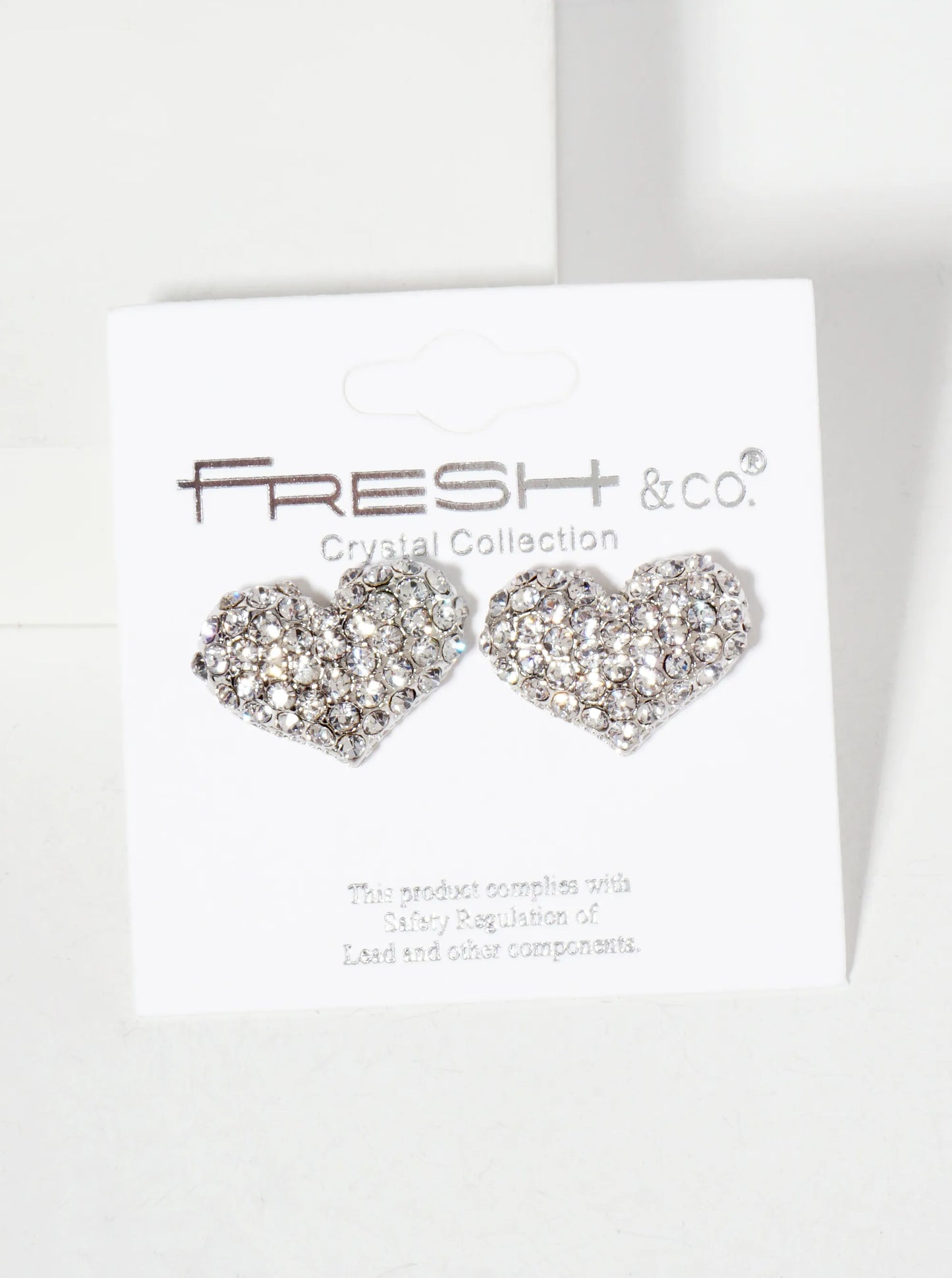 Crystal-Pave Heart-Shaped Button Stud Earrings