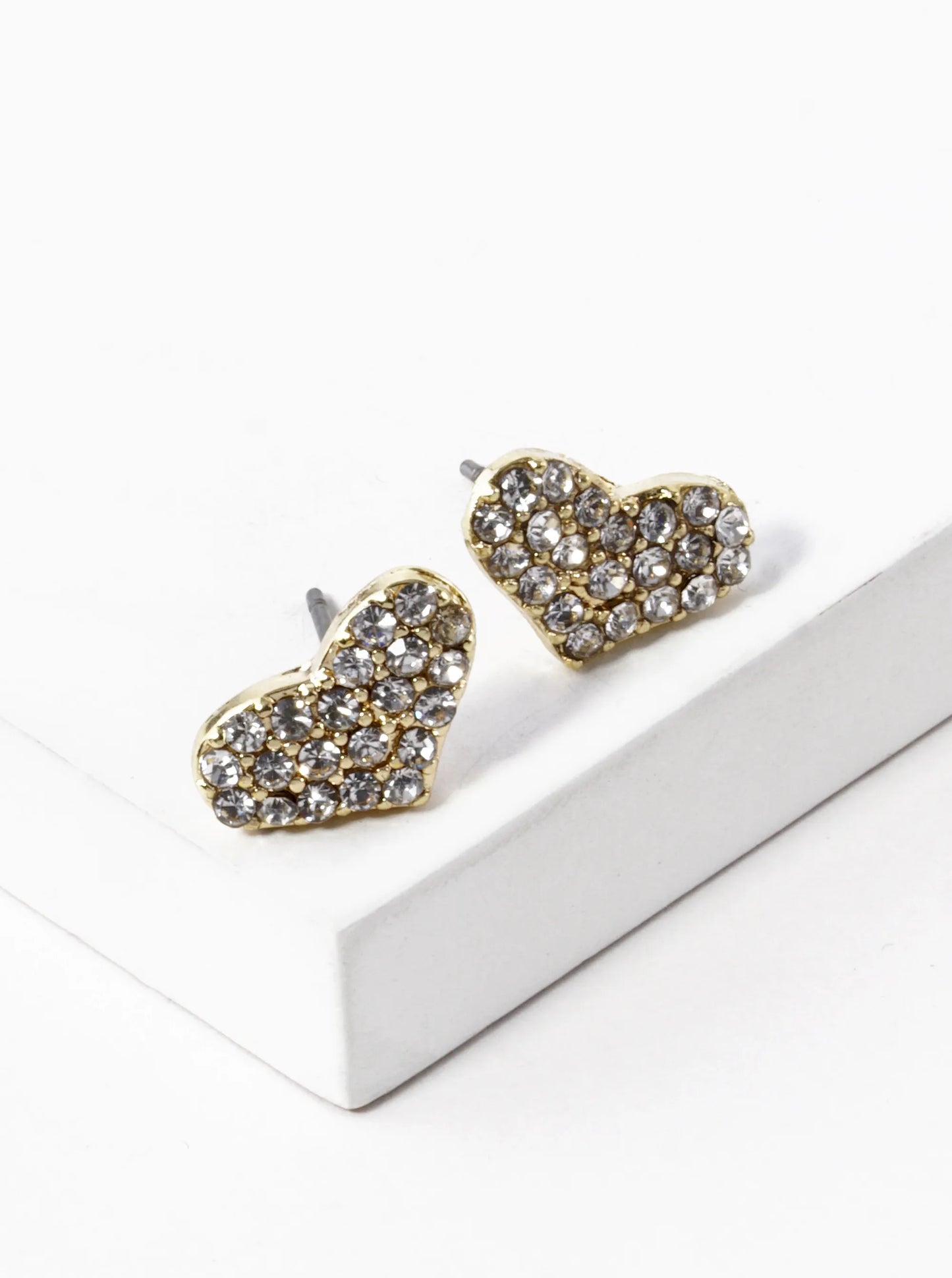 Crystal Pave Heart Stud Earrings