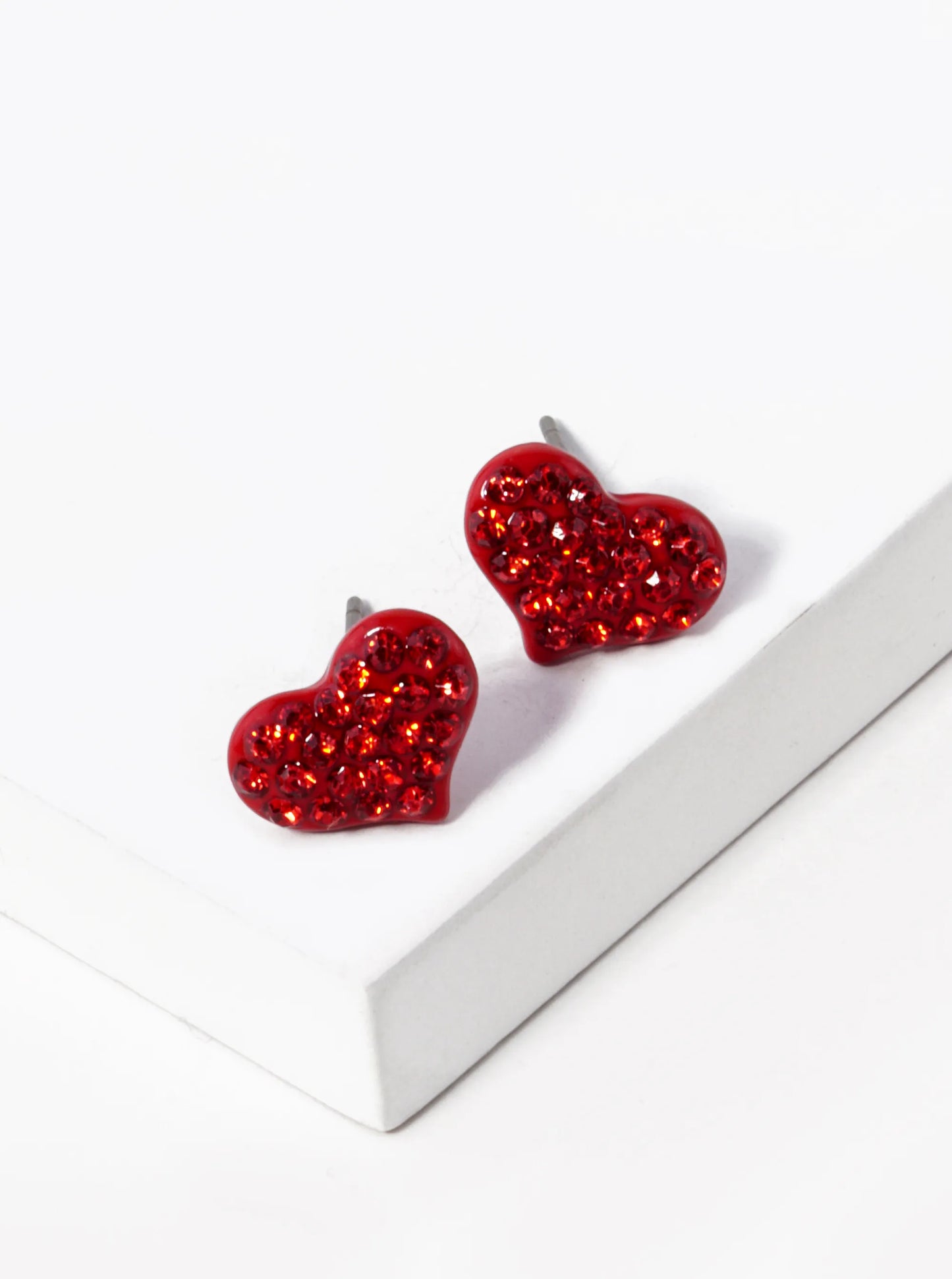 Crystal Pave Heart Stud Earrings