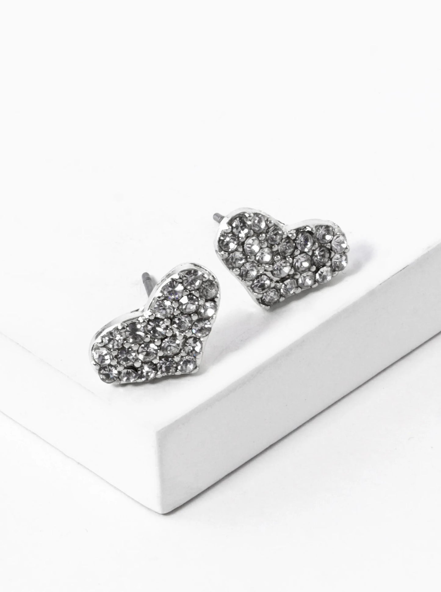 Crystal Pave Heart Stud Earrings