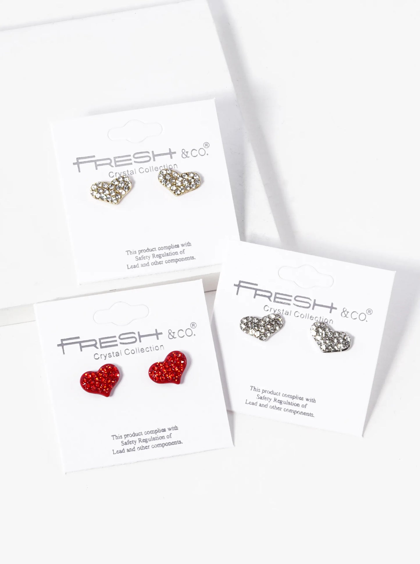 Crystal Pave Heart Stud Earrings