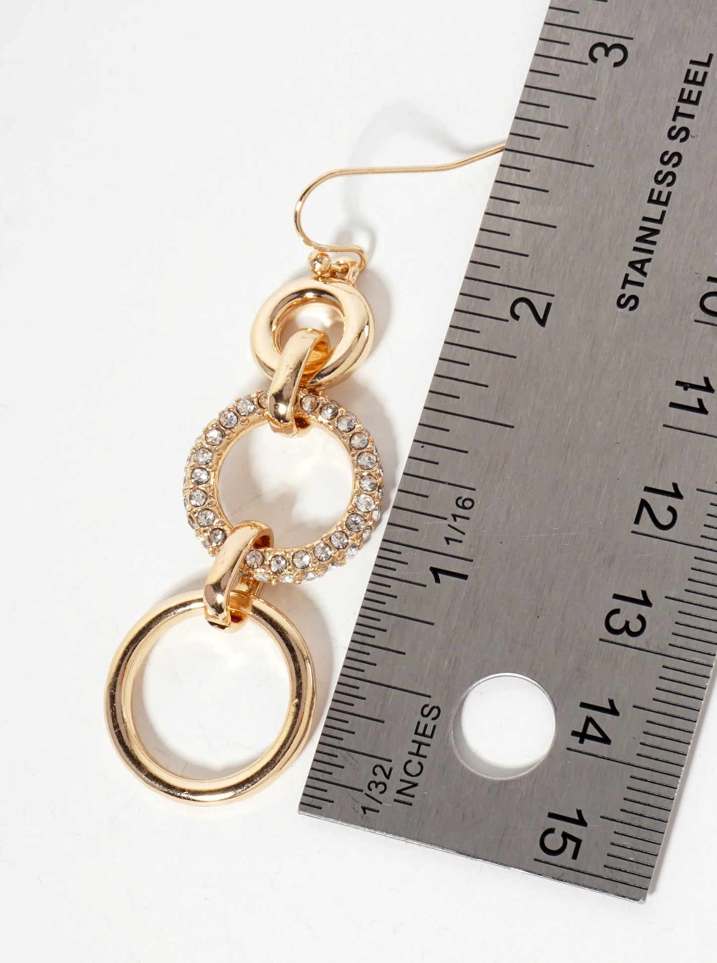 Crystal-Pave Linked Circles Dangle Earrings