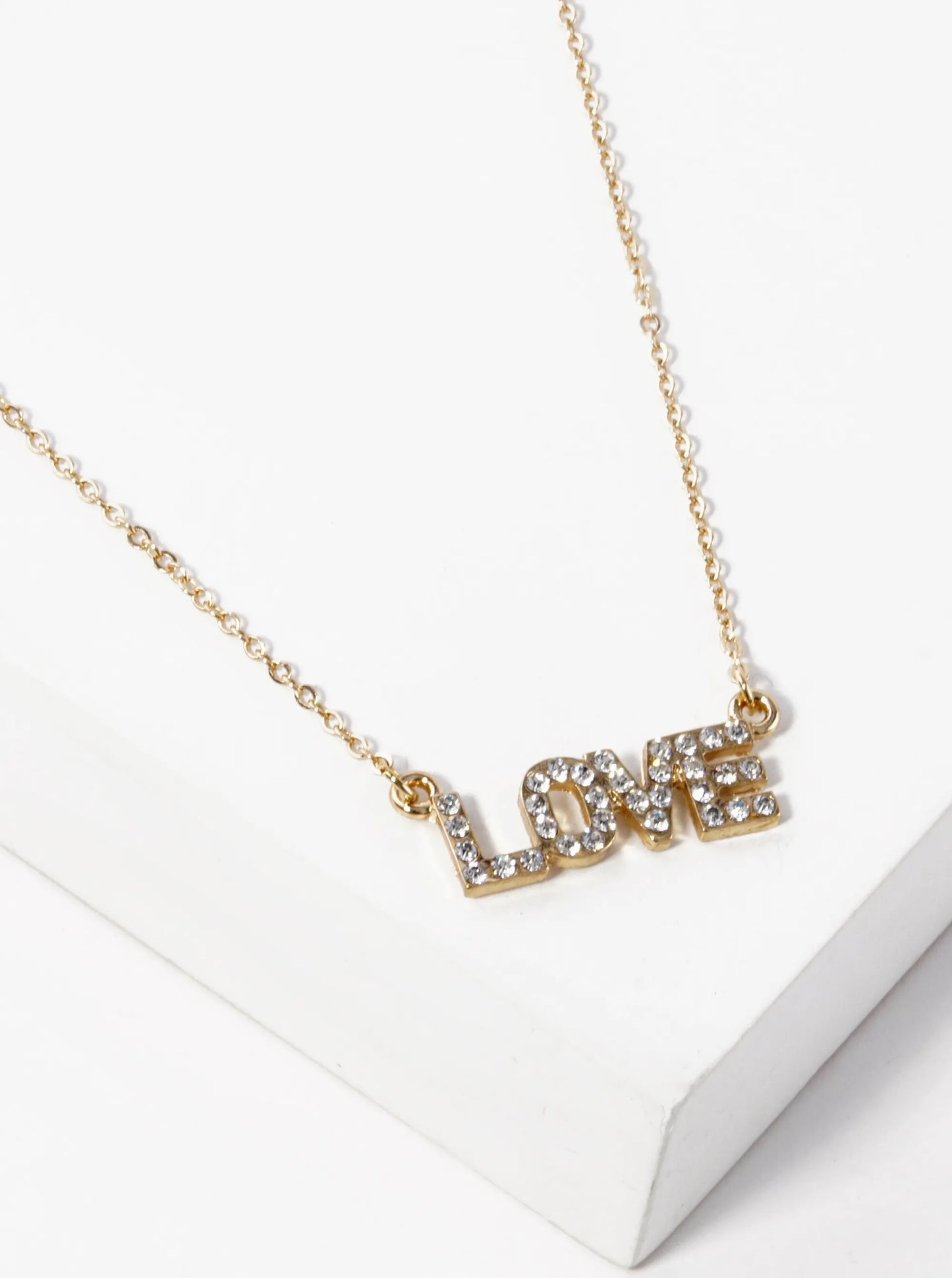 Crystal Pave Love Pendant Necklace