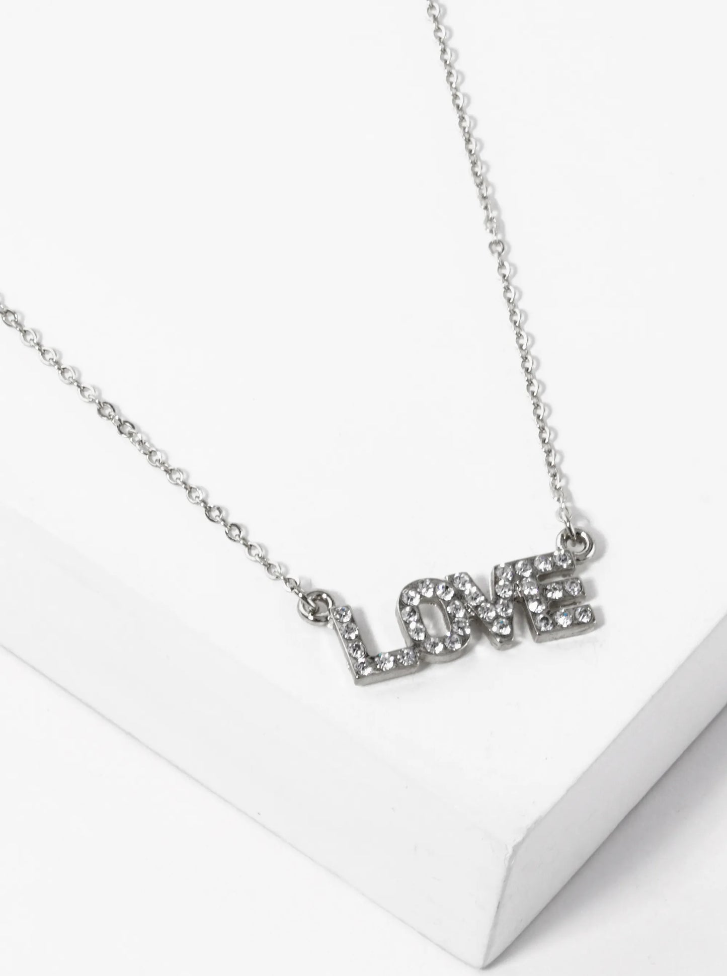 Crystal Pave Love Pendant Necklace