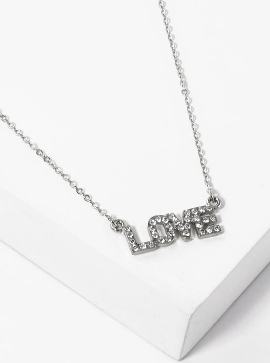 Crystal Pave Love Pendant Necklace