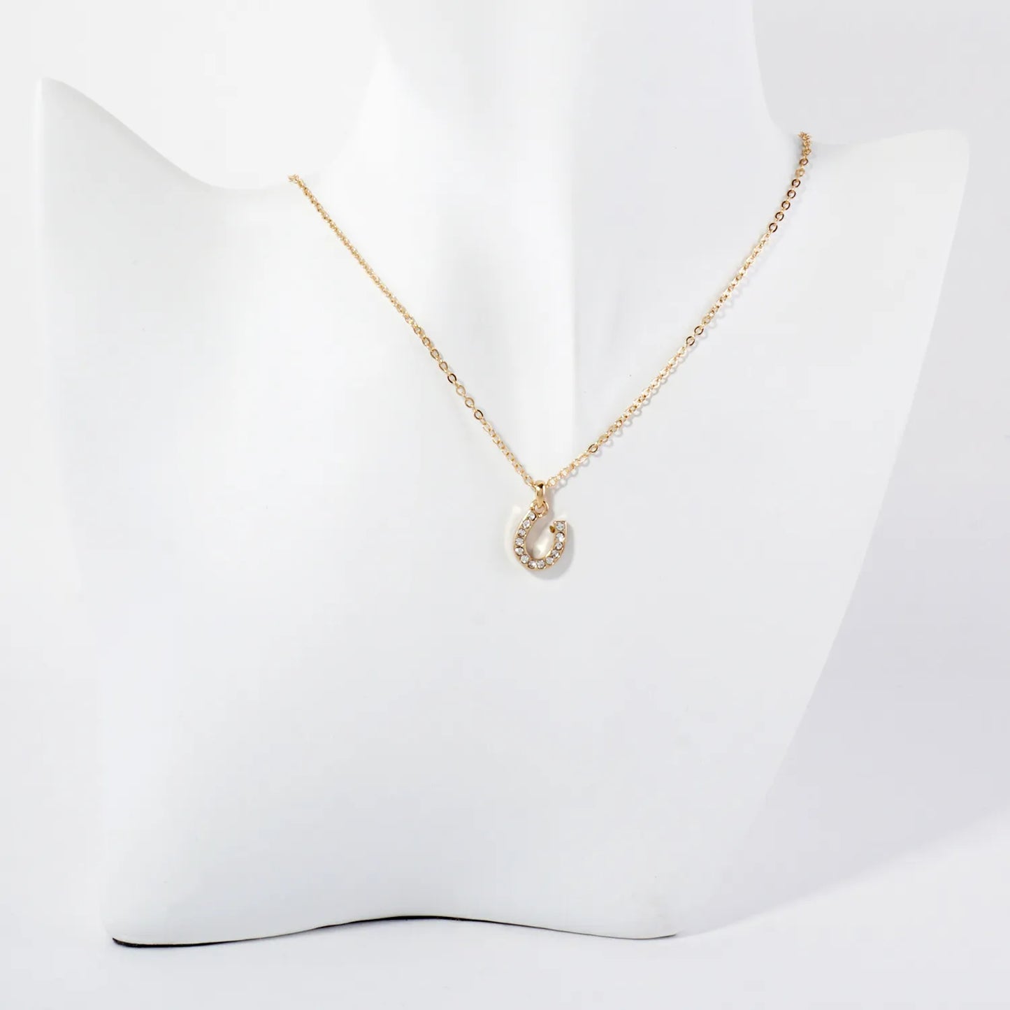 Crystal-Pave Lucky Horseshoe Pendant Necklace