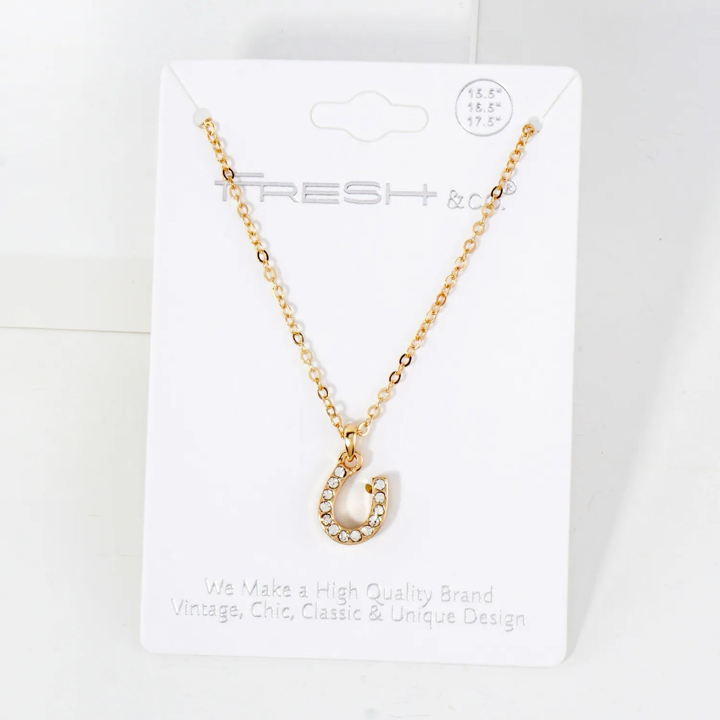Crystal-Pave Lucky Horseshoe Pendant Necklace