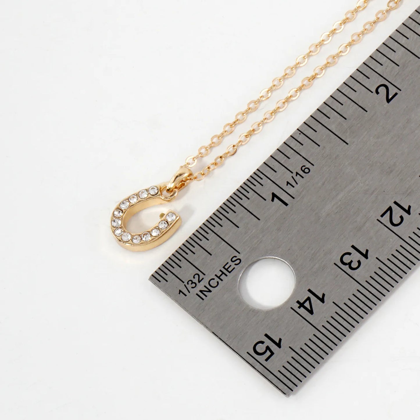 Crystal-Pave Lucky Horseshoe Pendant Necklace