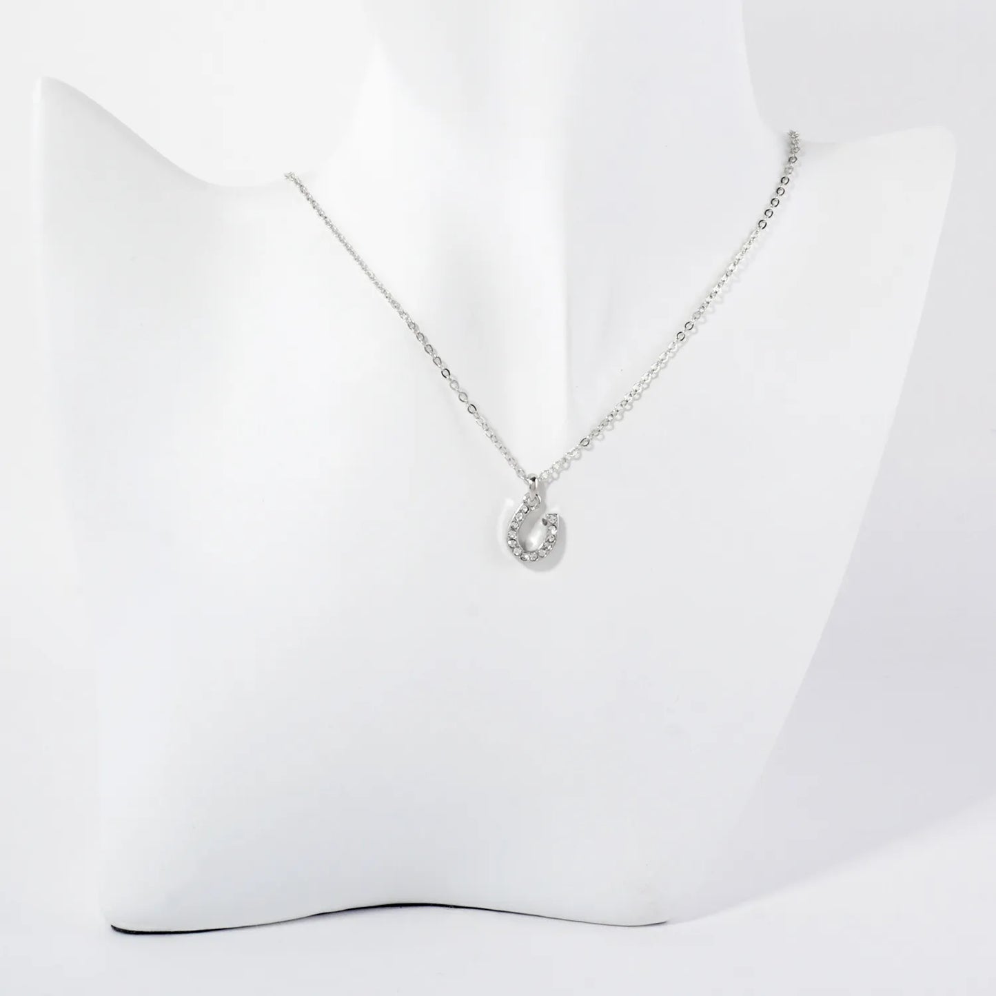 Crystal-Pave Lucky Horseshoe Pendant Necklace