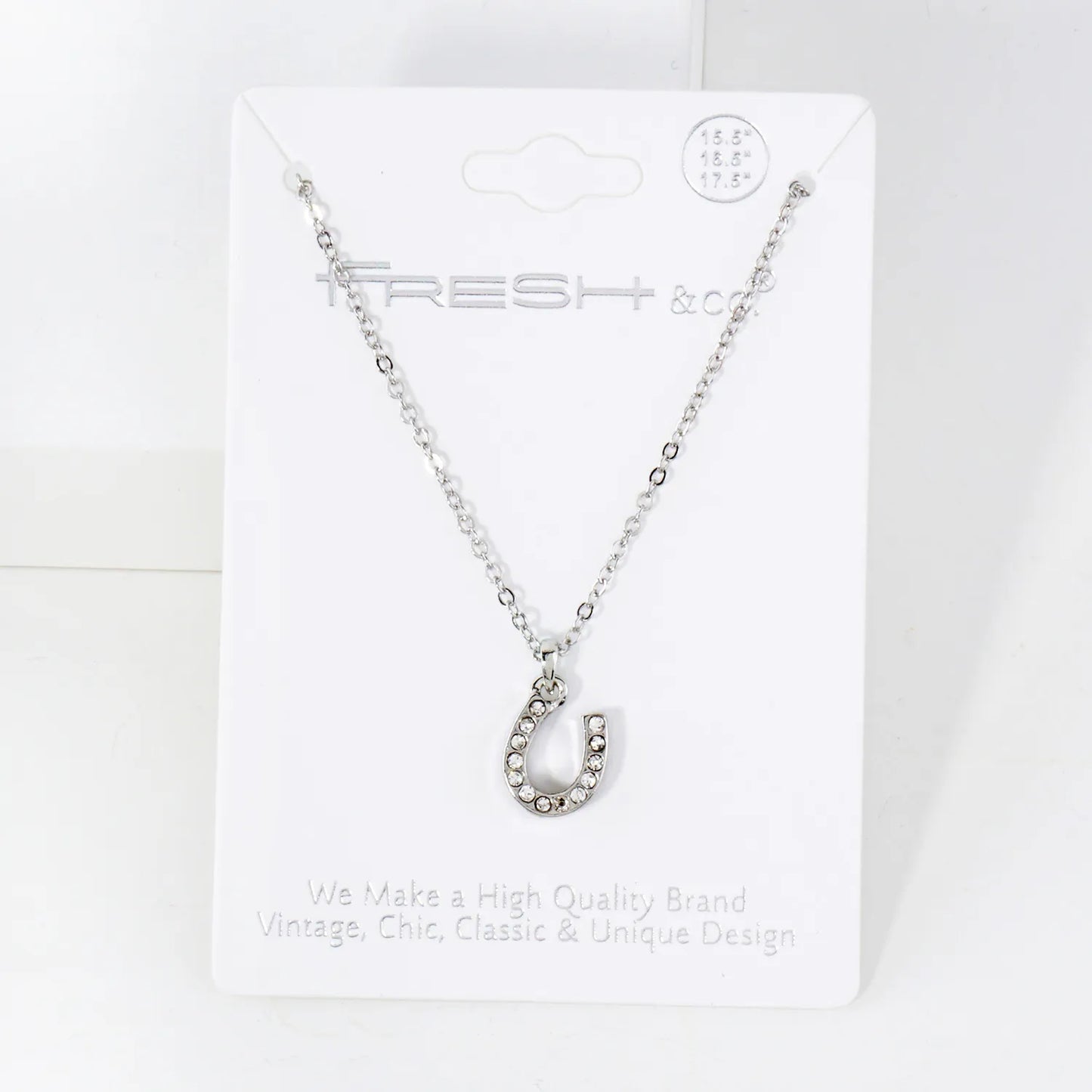Crystal-Pave Lucky Horseshoe Pendant Necklace