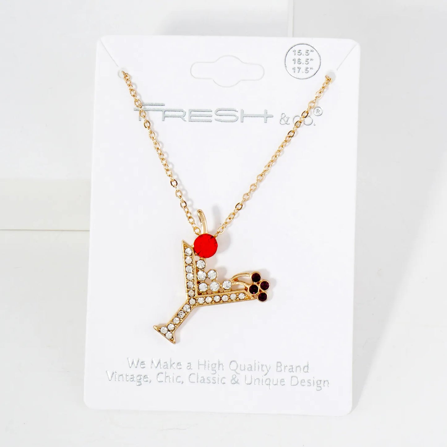 Crystal-Pave Martini Glass Pendant Necklace