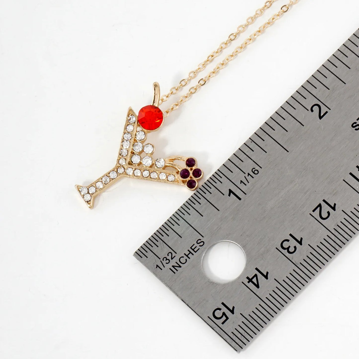Crystal-Pave Martini Glass Pendant Necklace