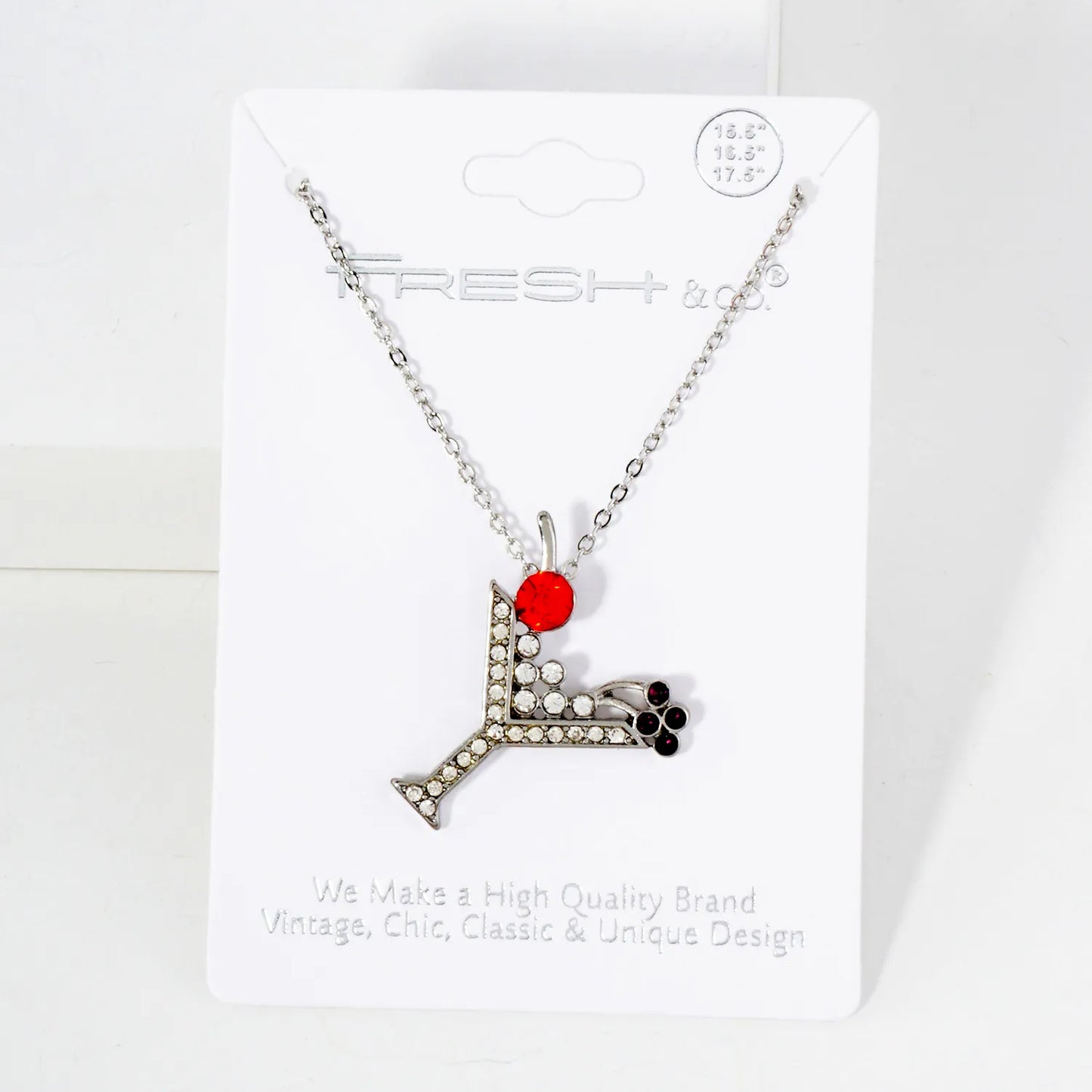 Crystal-Pave Martini Glass Pendant Necklace