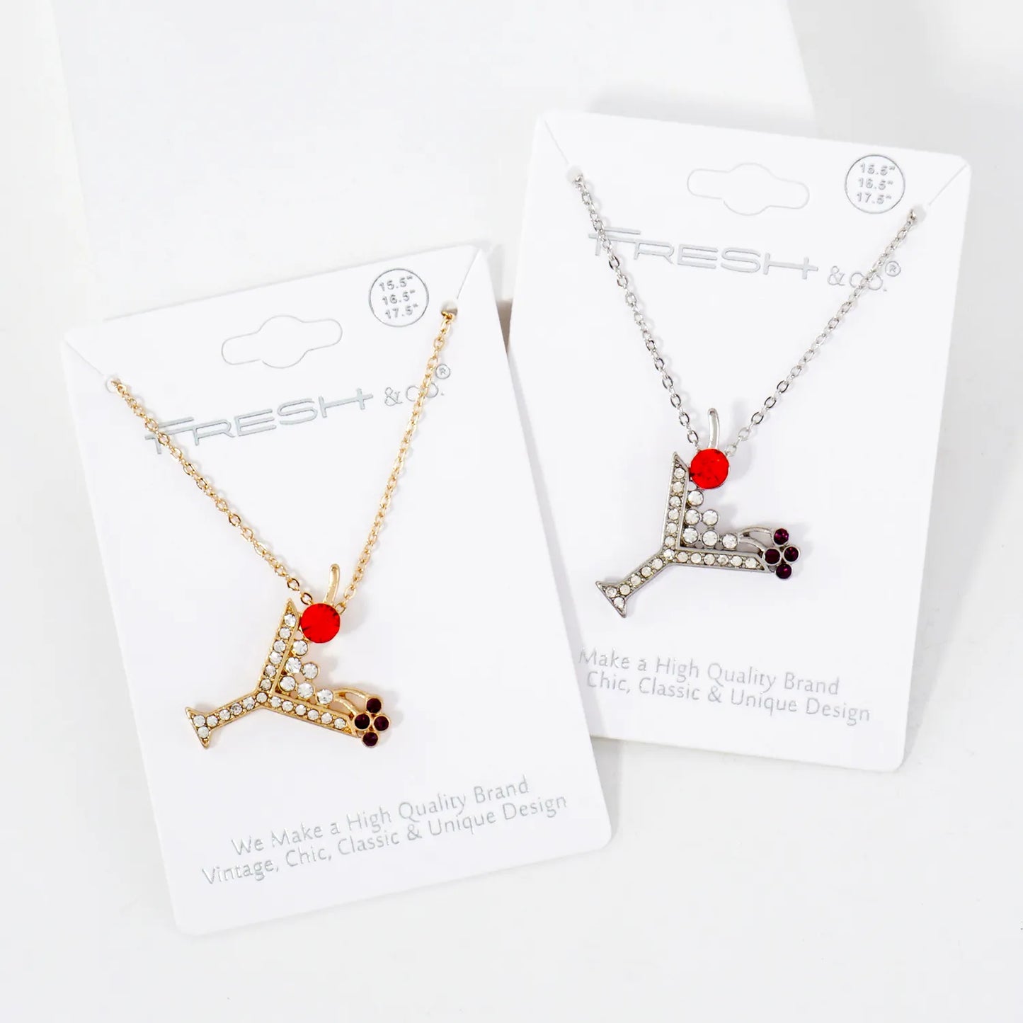 Crystal-Pave Martini Glass Pendant Necklace