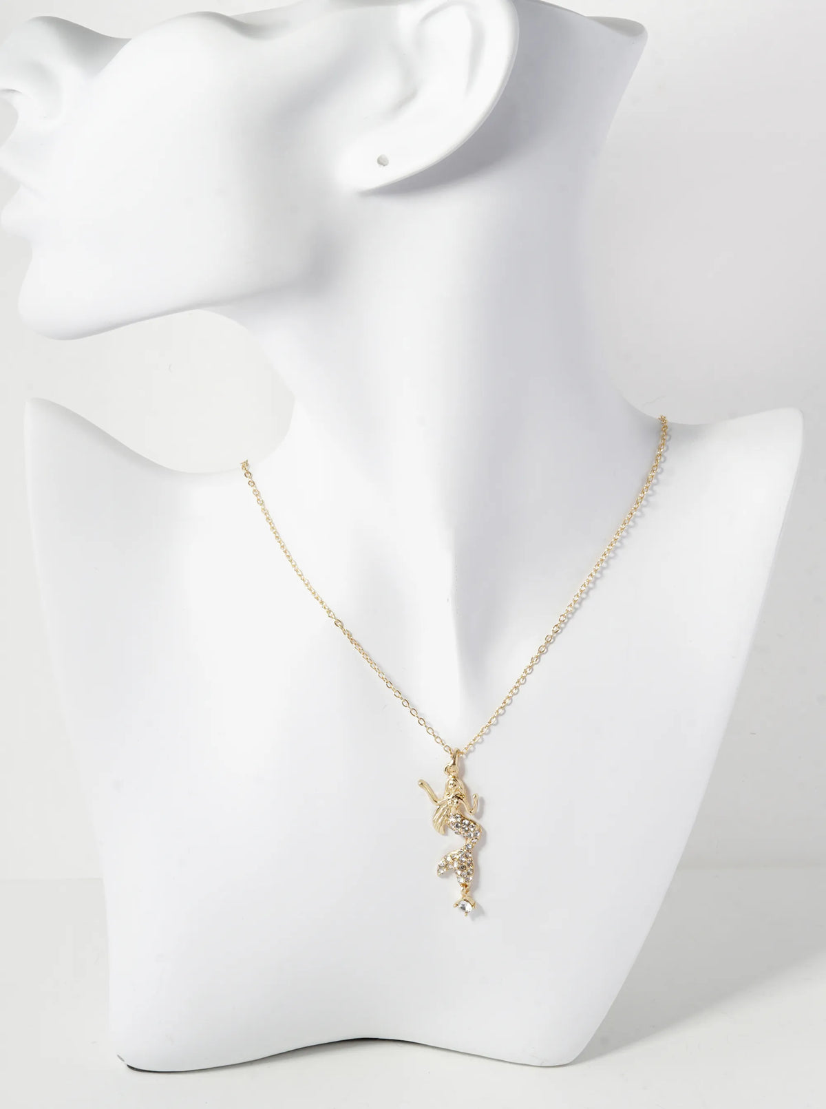 Crystal Pave Mermaid Pendant Necklace