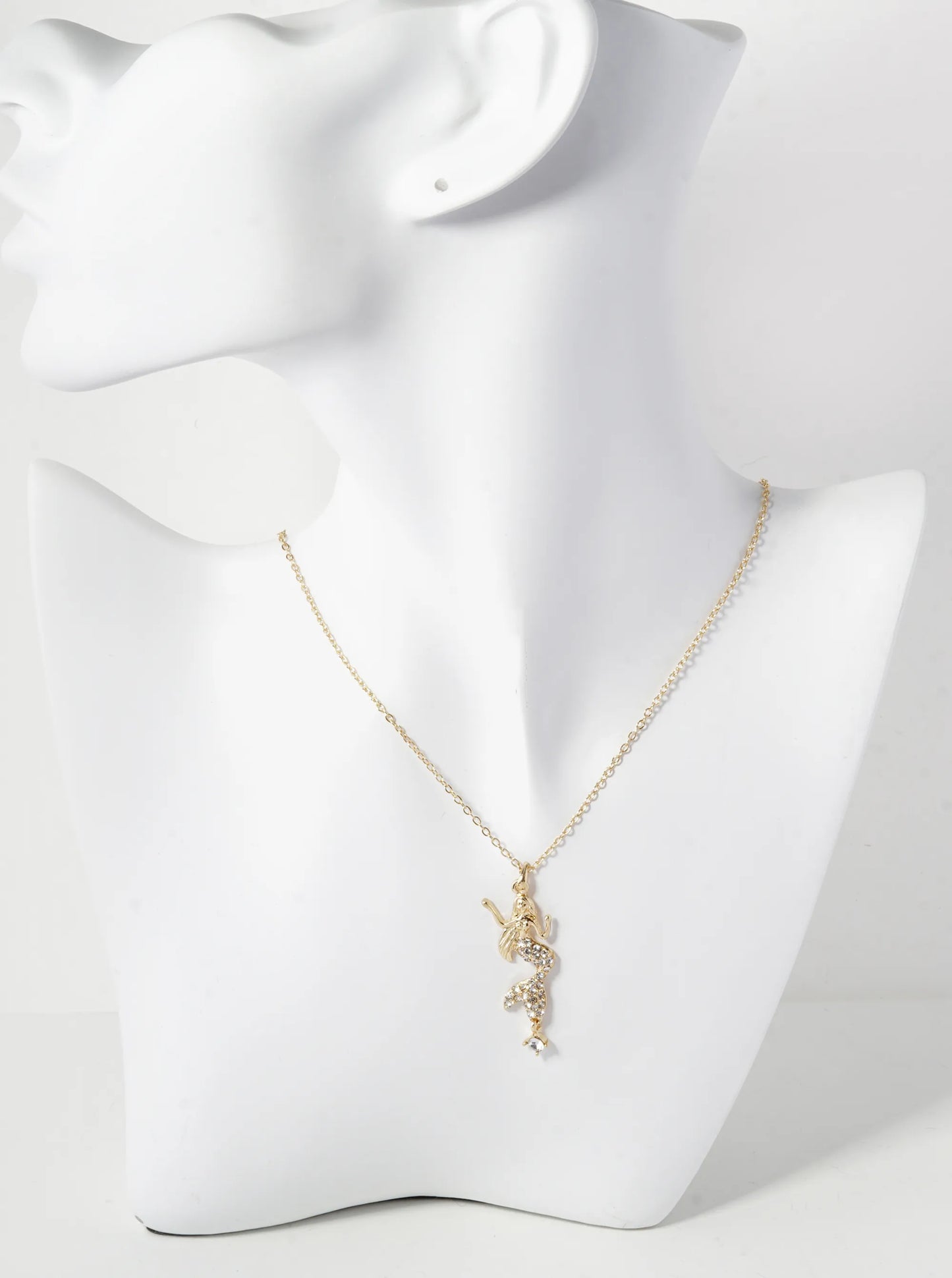 Crystal Pave Mermaid Pendant Necklace