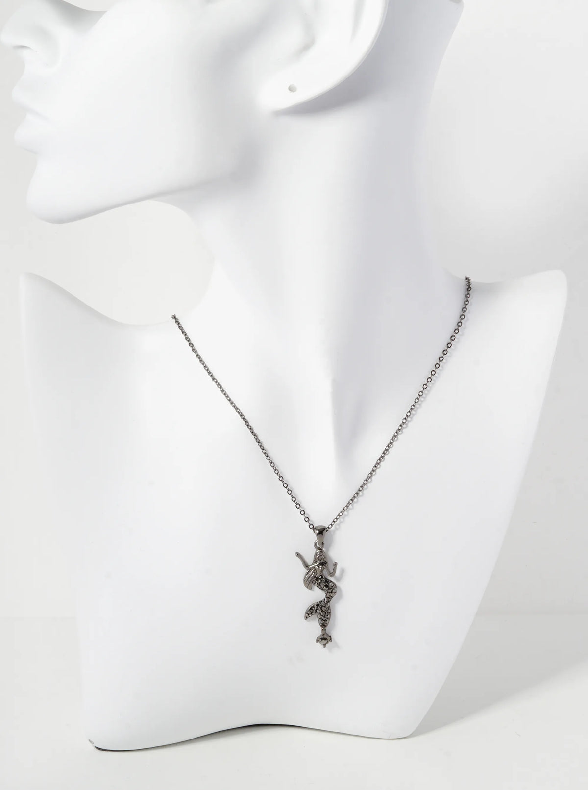 Crystal Pave Mermaid Pendant Necklace