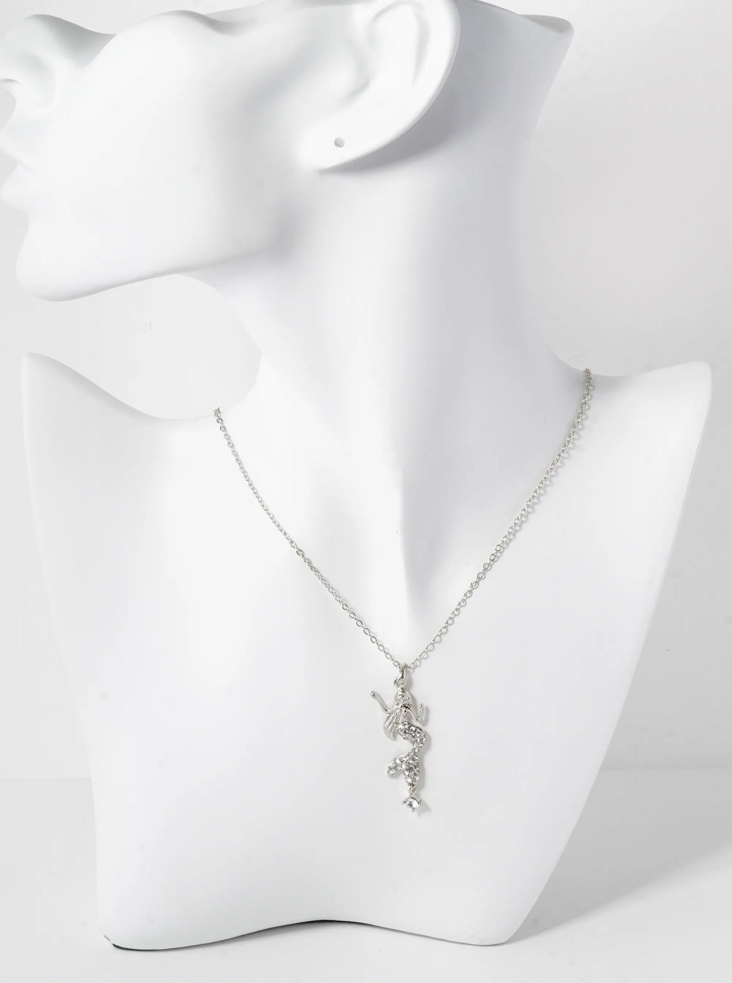 Crystal Pave Mermaid Pendant Necklace
