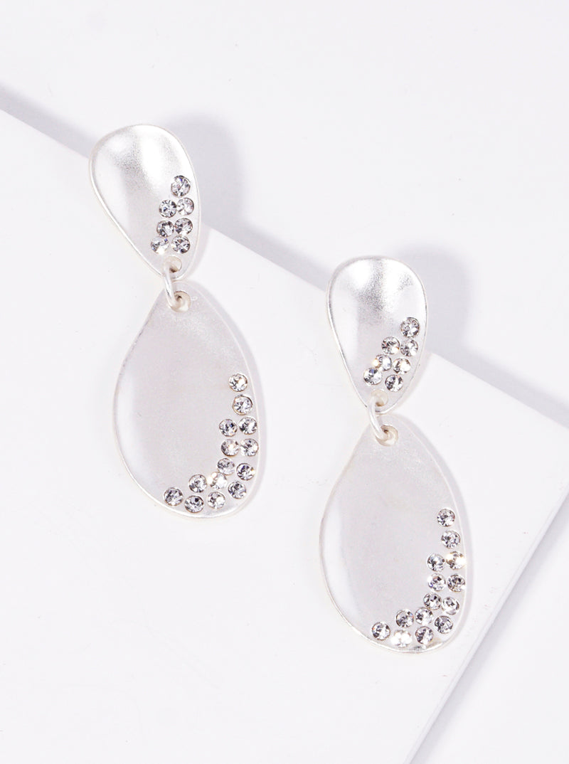 Crystal Pave Metal Drop Dangle Earrings