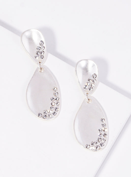 Crystal Pave Metal Drop Dangle Earrings