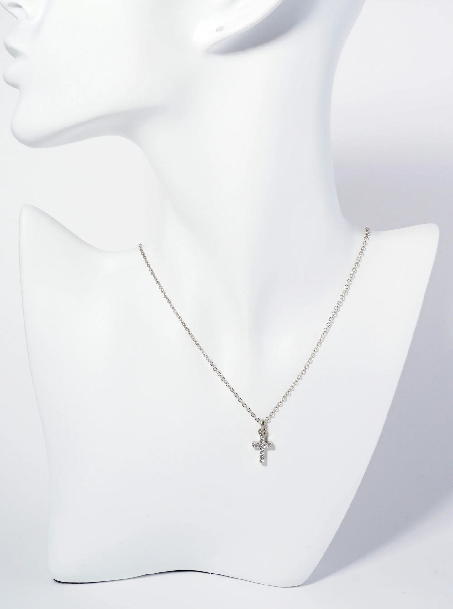 Crystal Pave Mini Cross Pendant Necklace