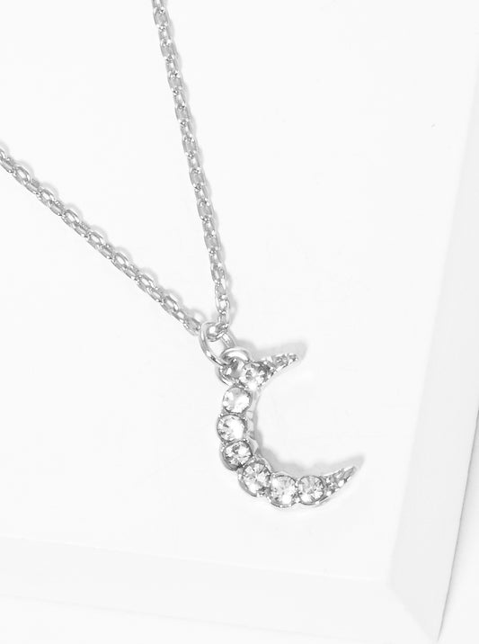 Crystal Pave Moon Pendant Necklace