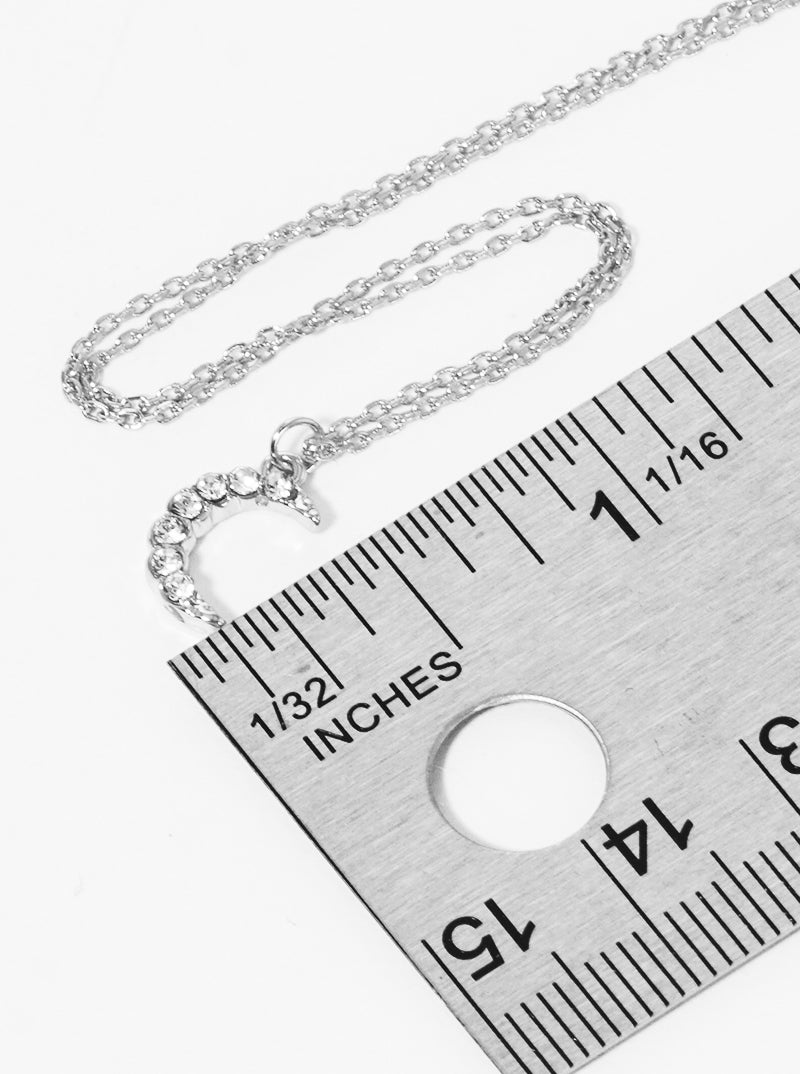 Crystal Pave Moon Pendant Necklace