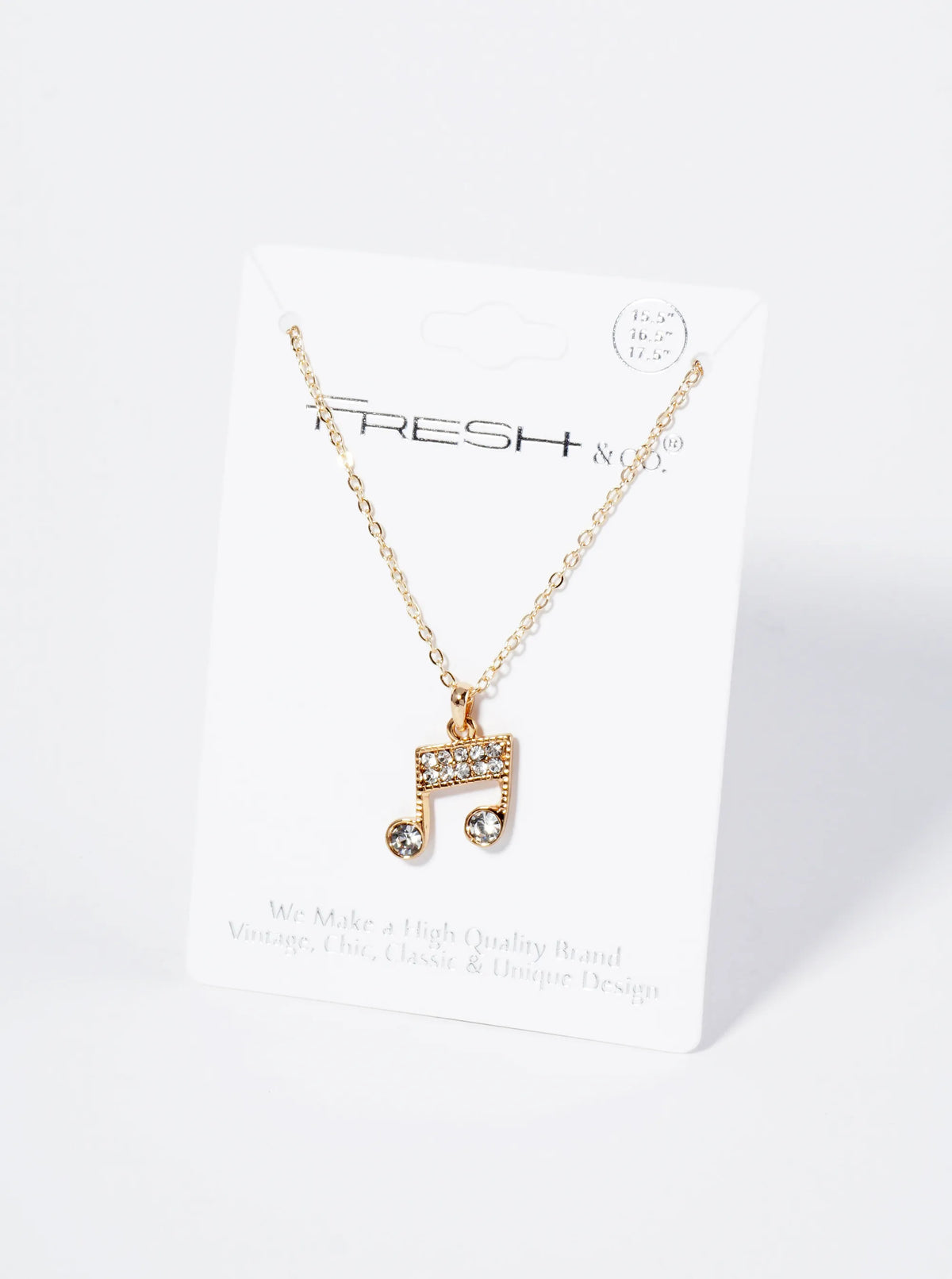 Crystal Pave Musical Note Pendant Necklace