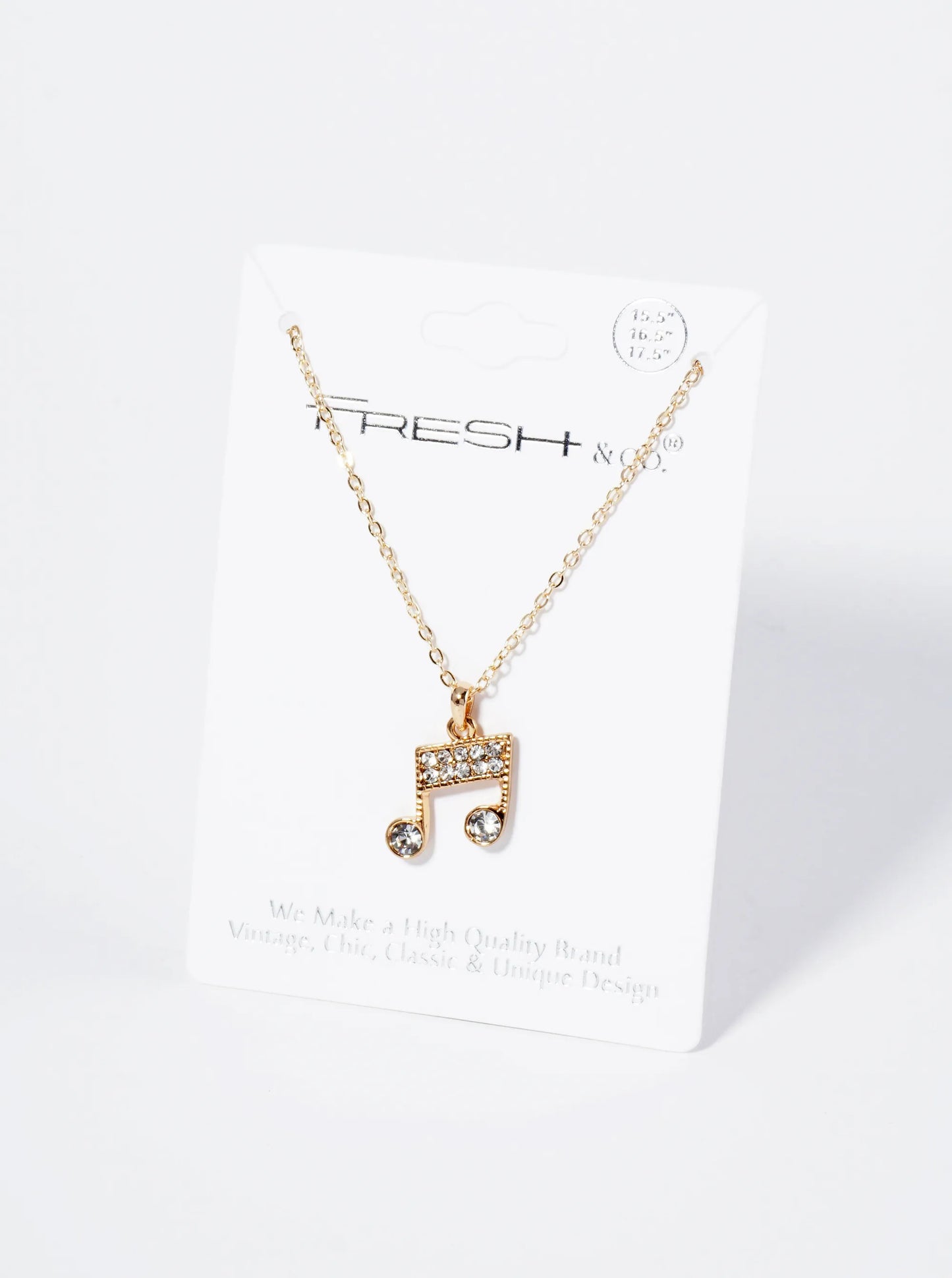 Crystal Pave Musical Note Pendant Necklace