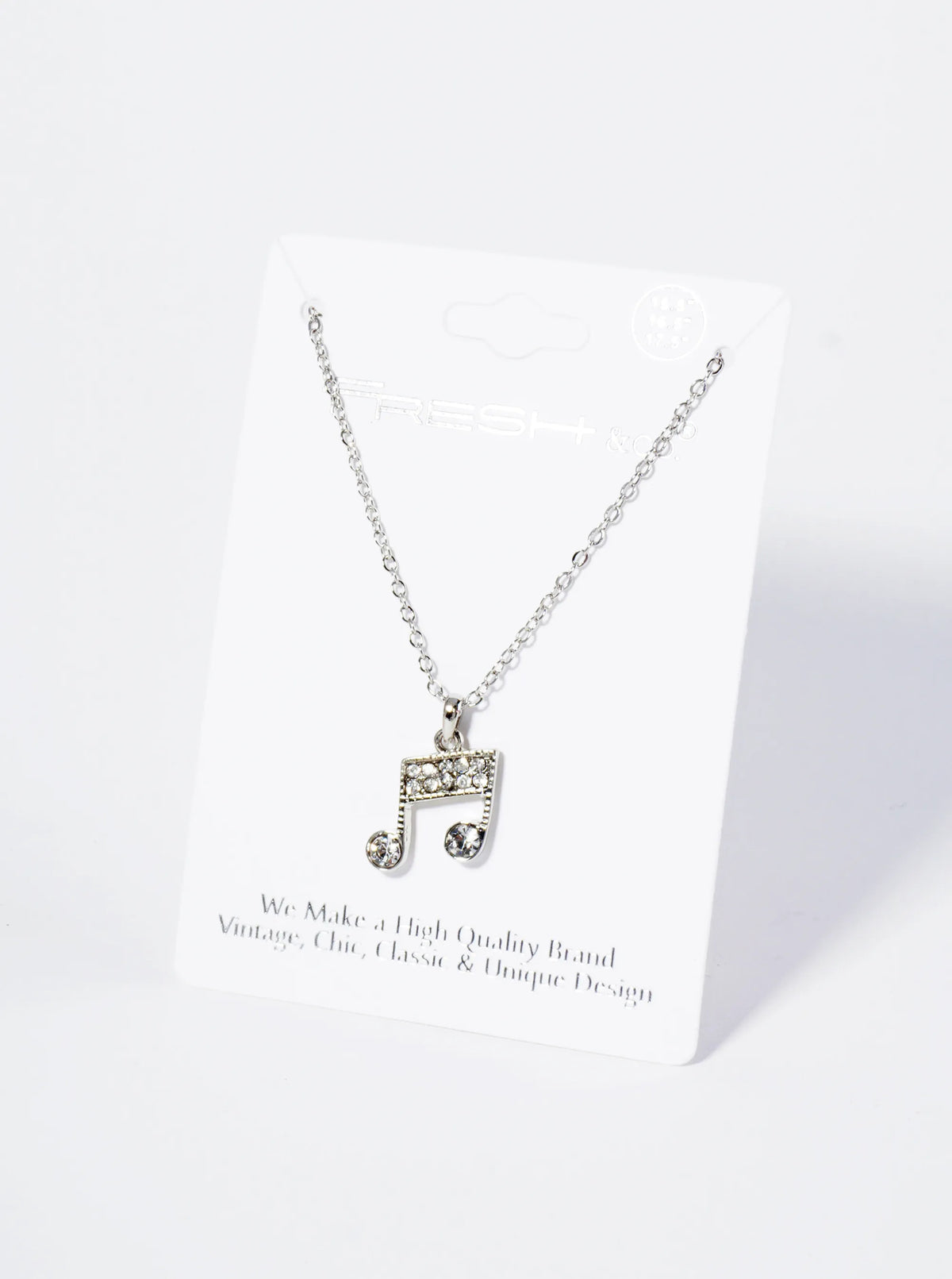 Crystal Pave Musical Note Pendant Necklace