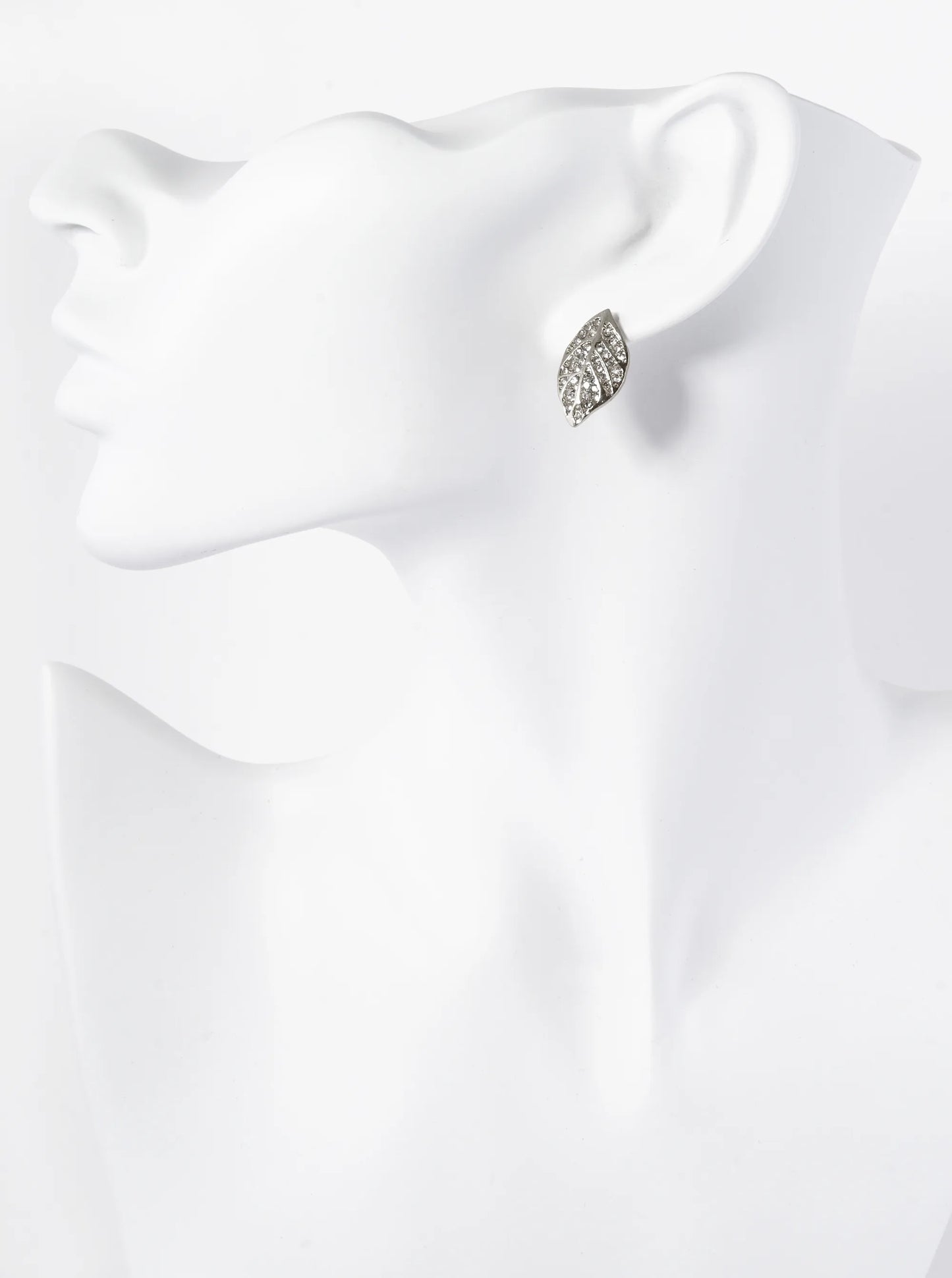 Crystal Pave Nature-Inspired 21mm Leaf Stud Earrings