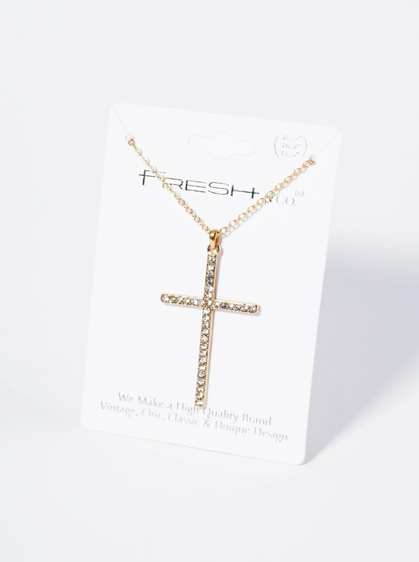 Crystal Pave One And Half Inch Cross Pendant Necklace