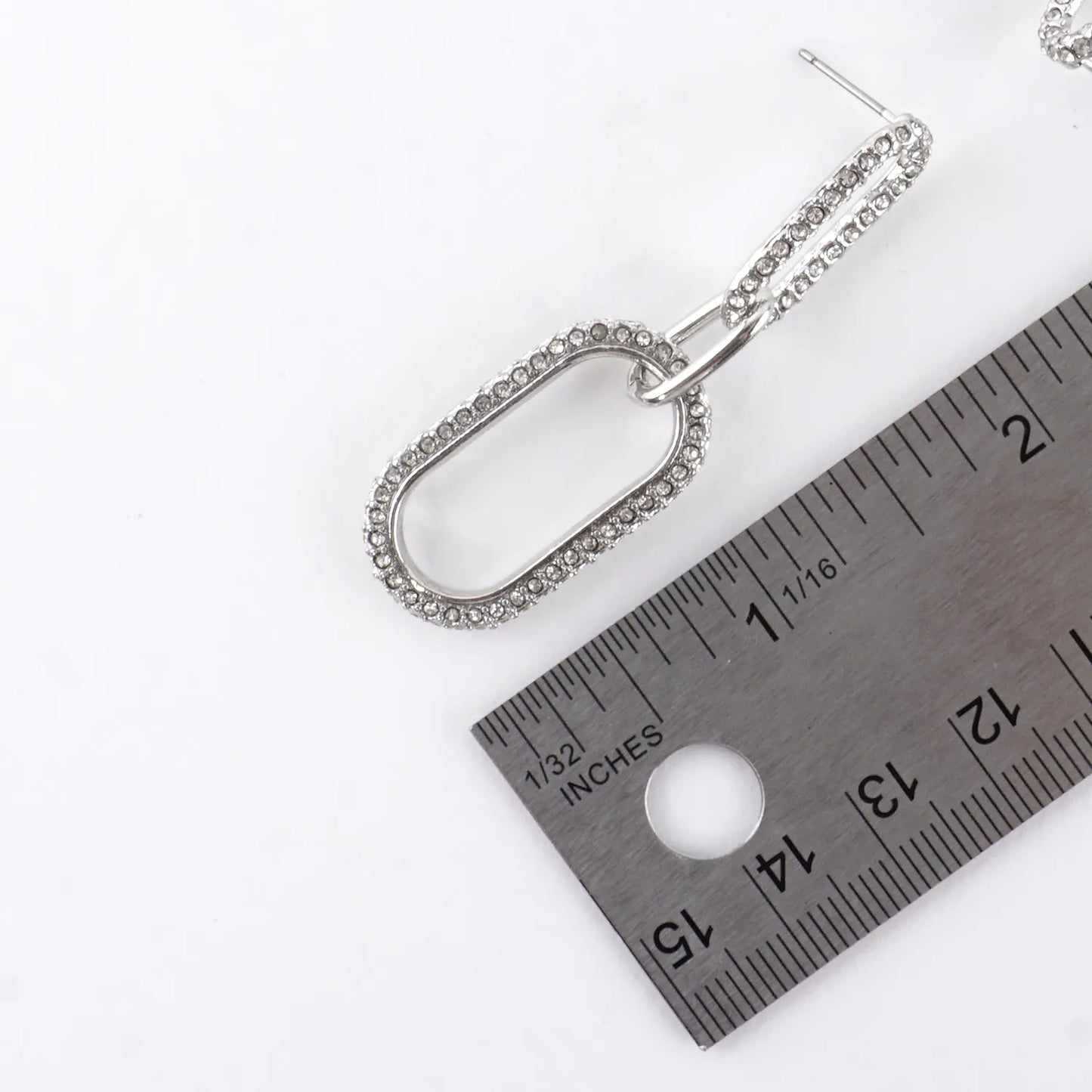 Crystal-Pave Oval Link Chain Drop Earrings