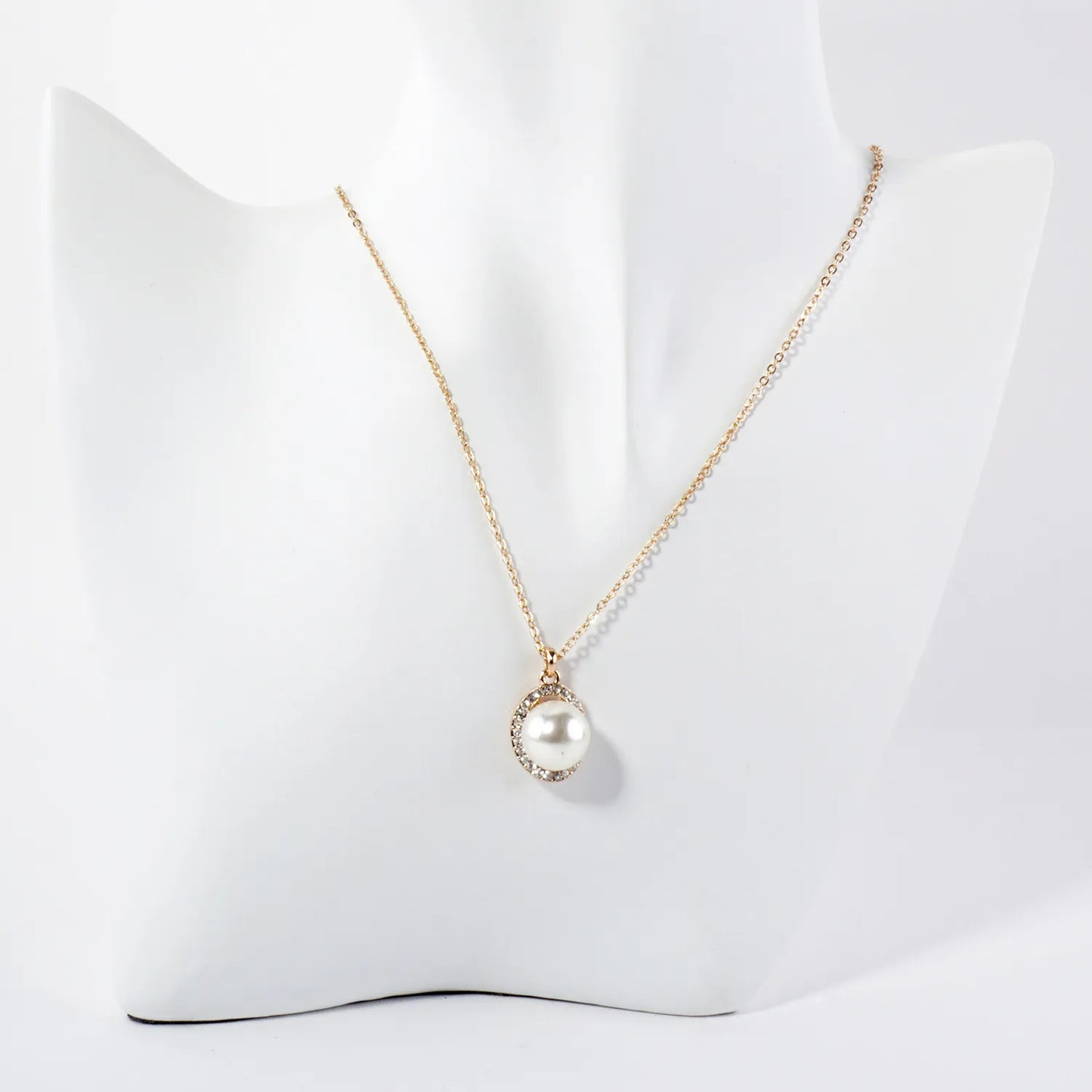Crystal-Pave Oval With 11mm Pearl Accent Necklace
