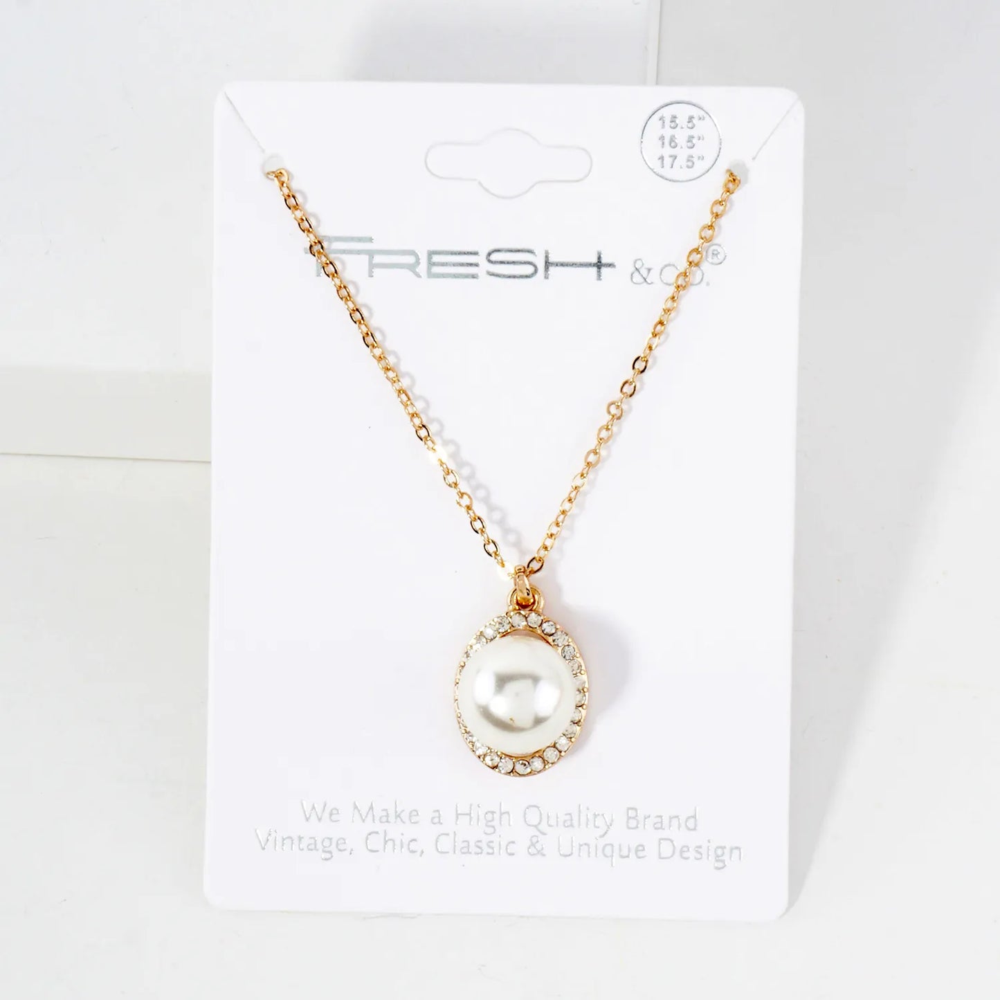 Crystal-Pave Oval With 11mm Pearl Accent Necklace