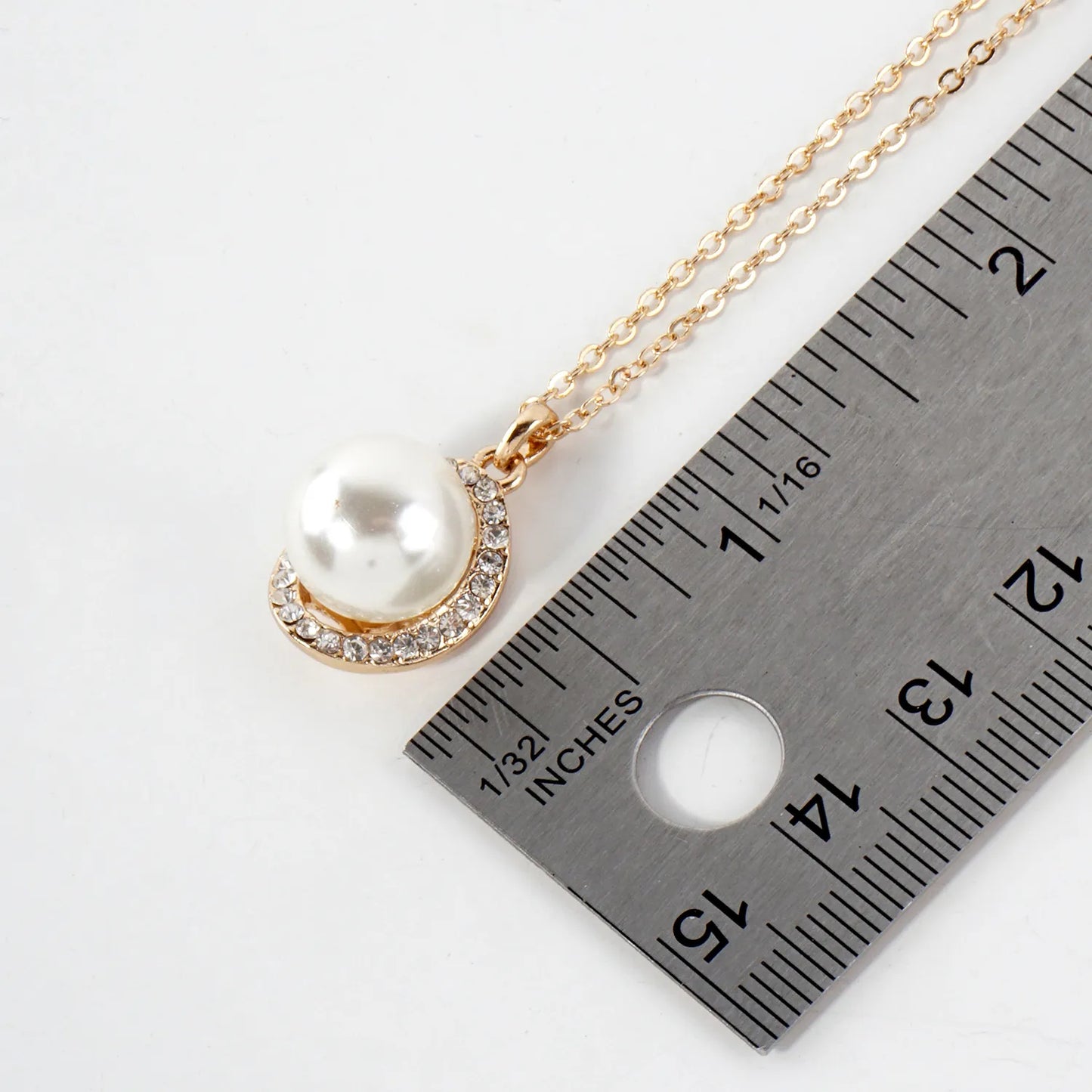 Crystal-Pave Oval With 11mm Pearl Accent Necklace