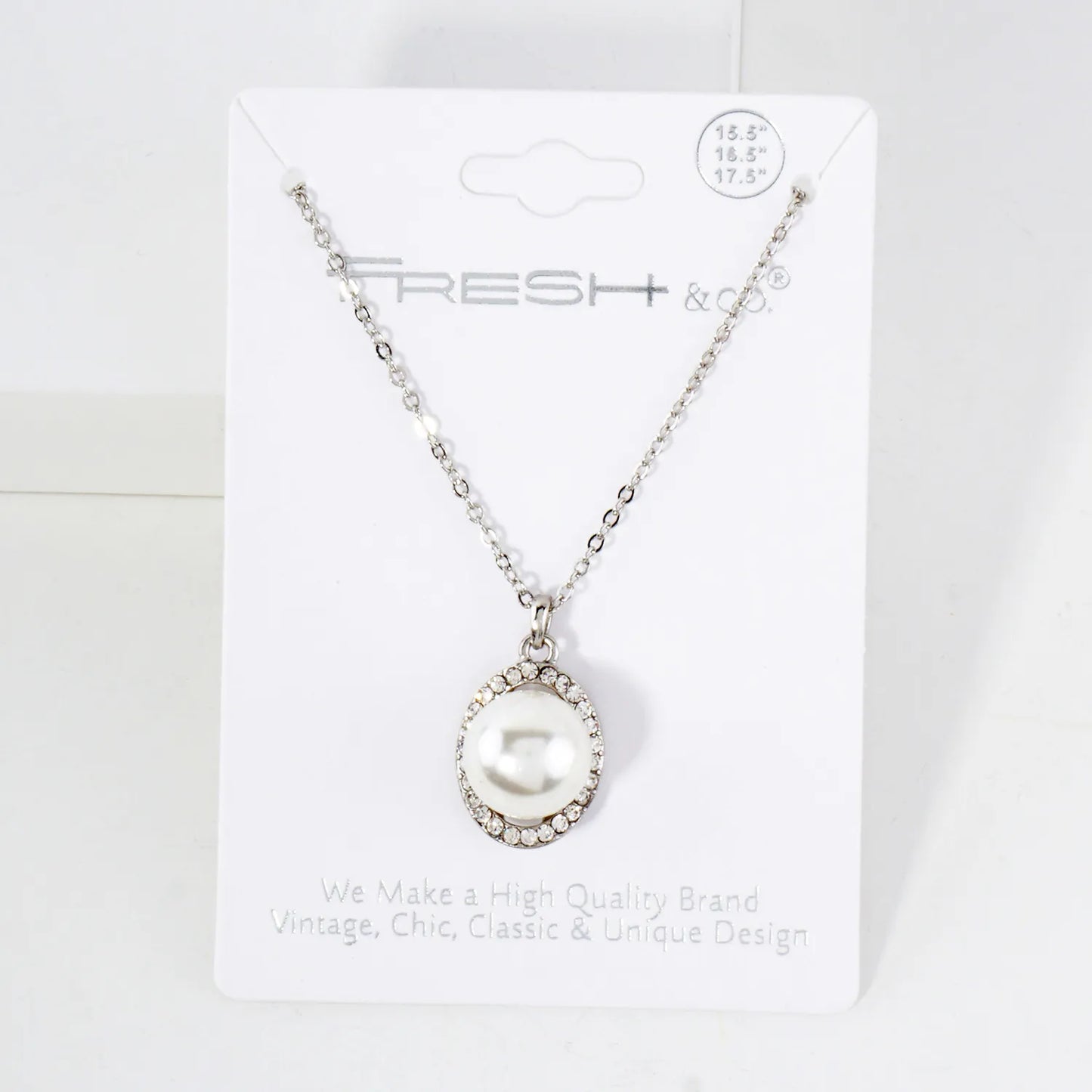 Crystal-Pave Oval With 11mm Pearl Accent Necklace