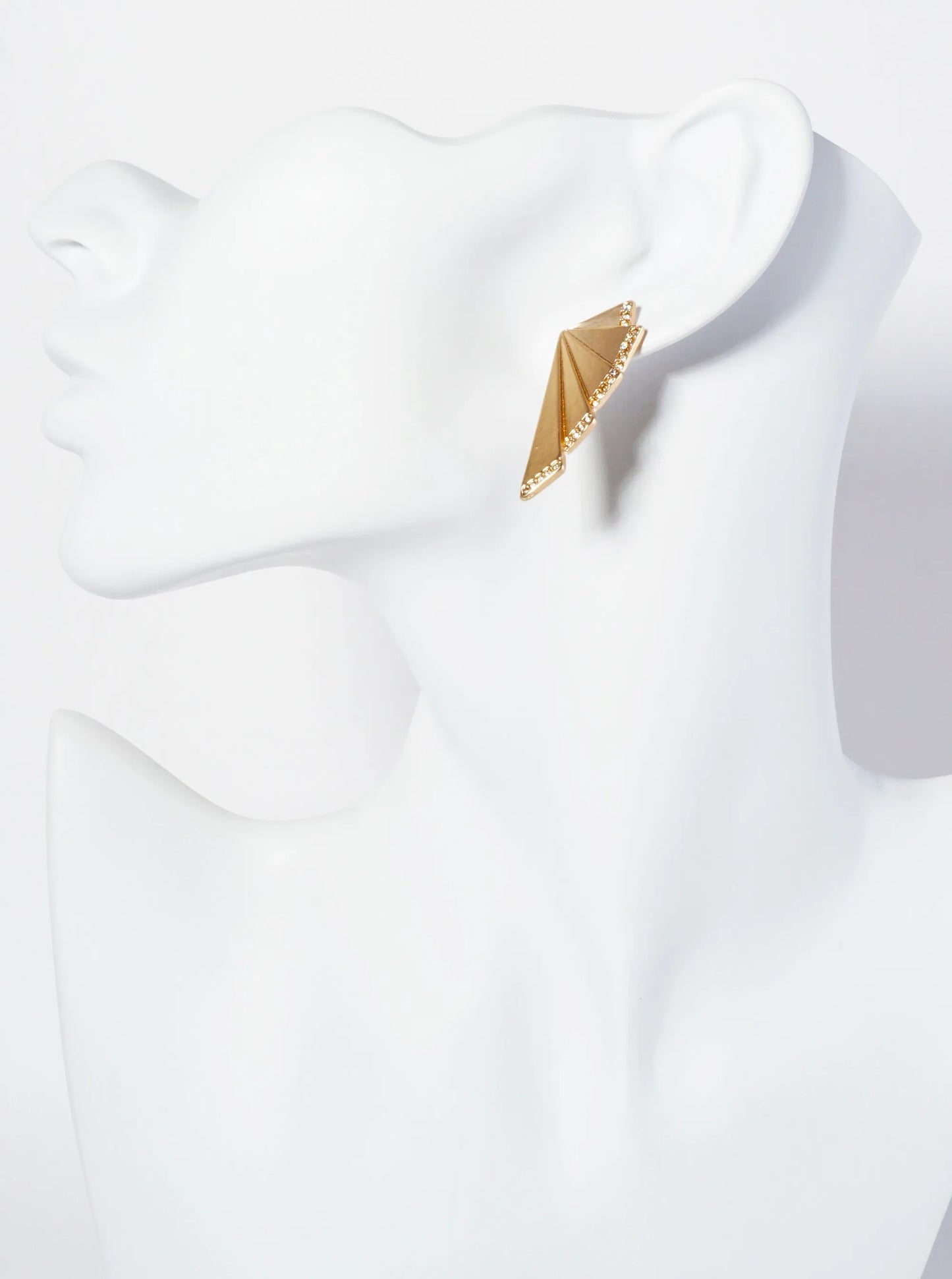 Crystal-Pave Overlapping Geometric Triangles Post Earrings