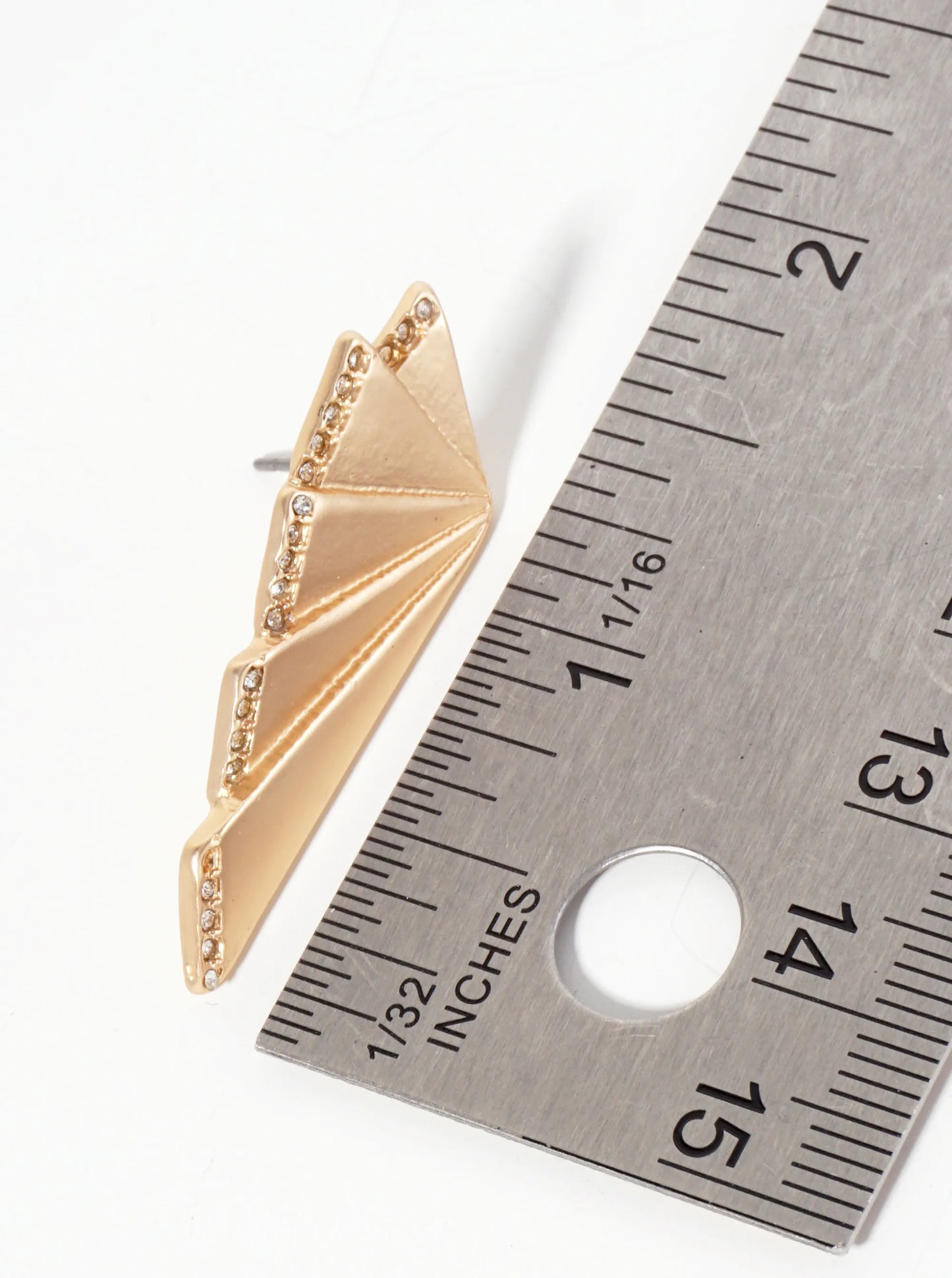 Crystal-Pave Overlapping Geometric Triangles Post Earrings