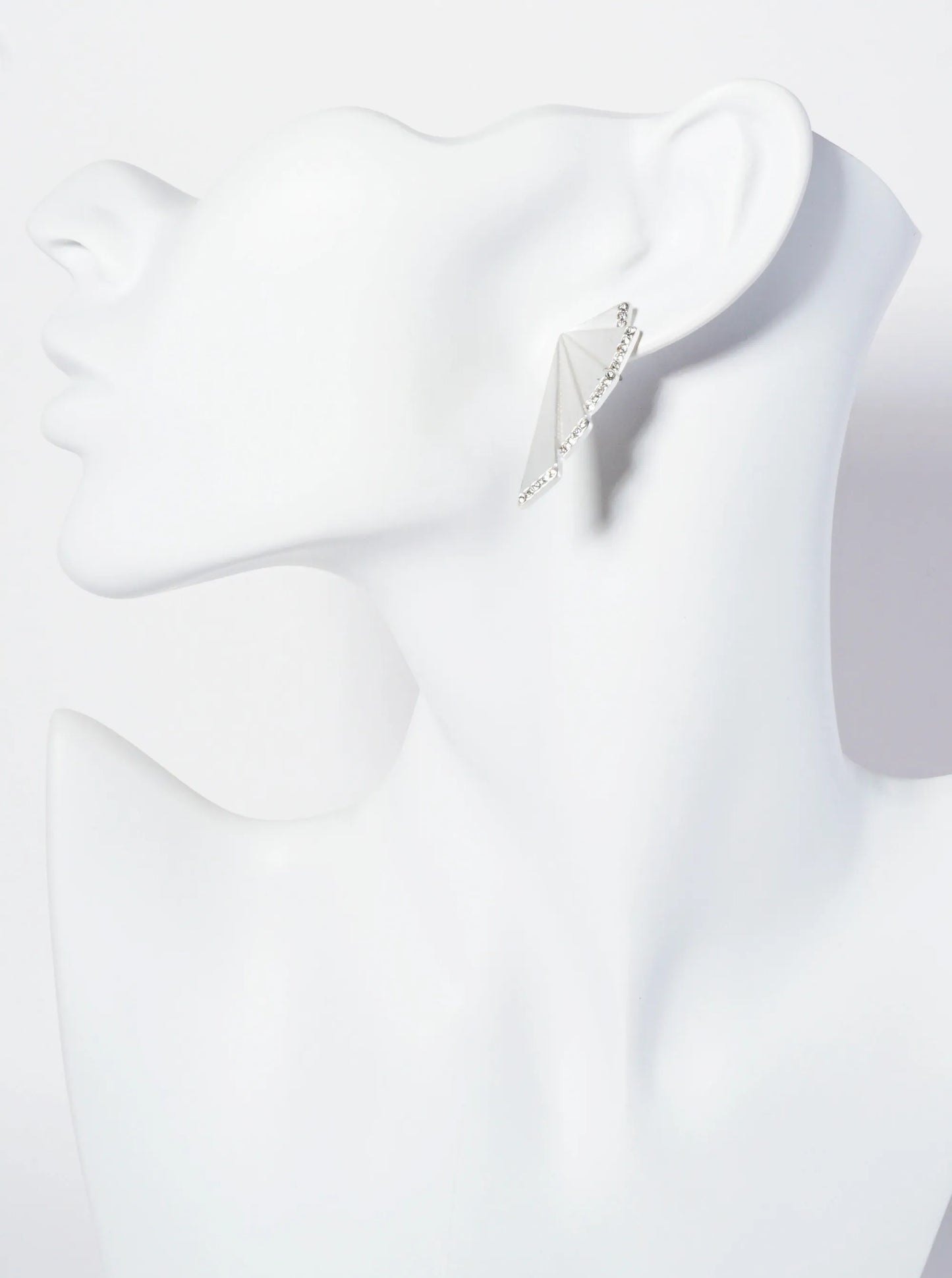 Crystal-Pave Overlapping Geometric Triangles Post Earrings