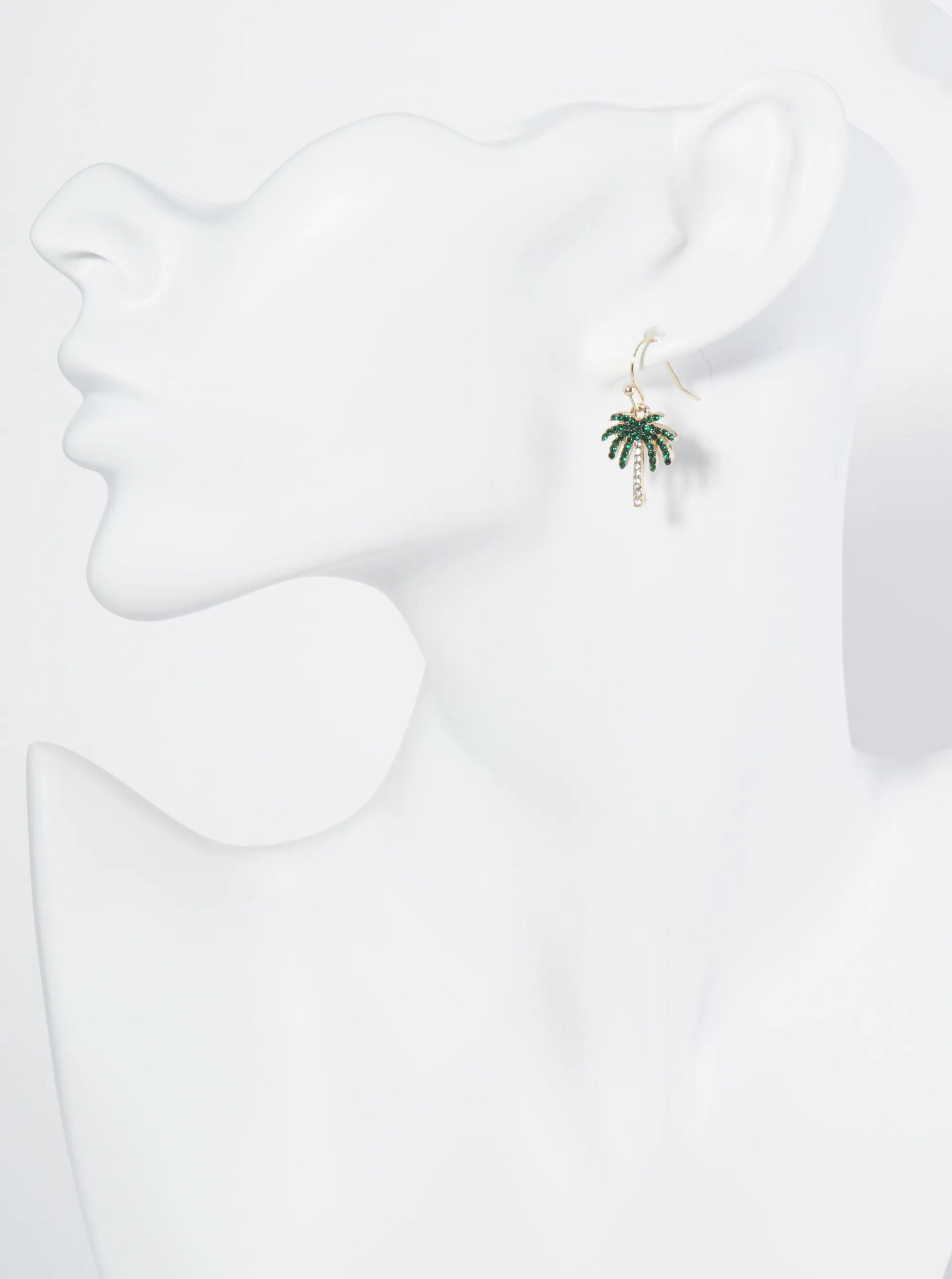 Crystal Pave Palm Tree Drop Dangle Earrings
