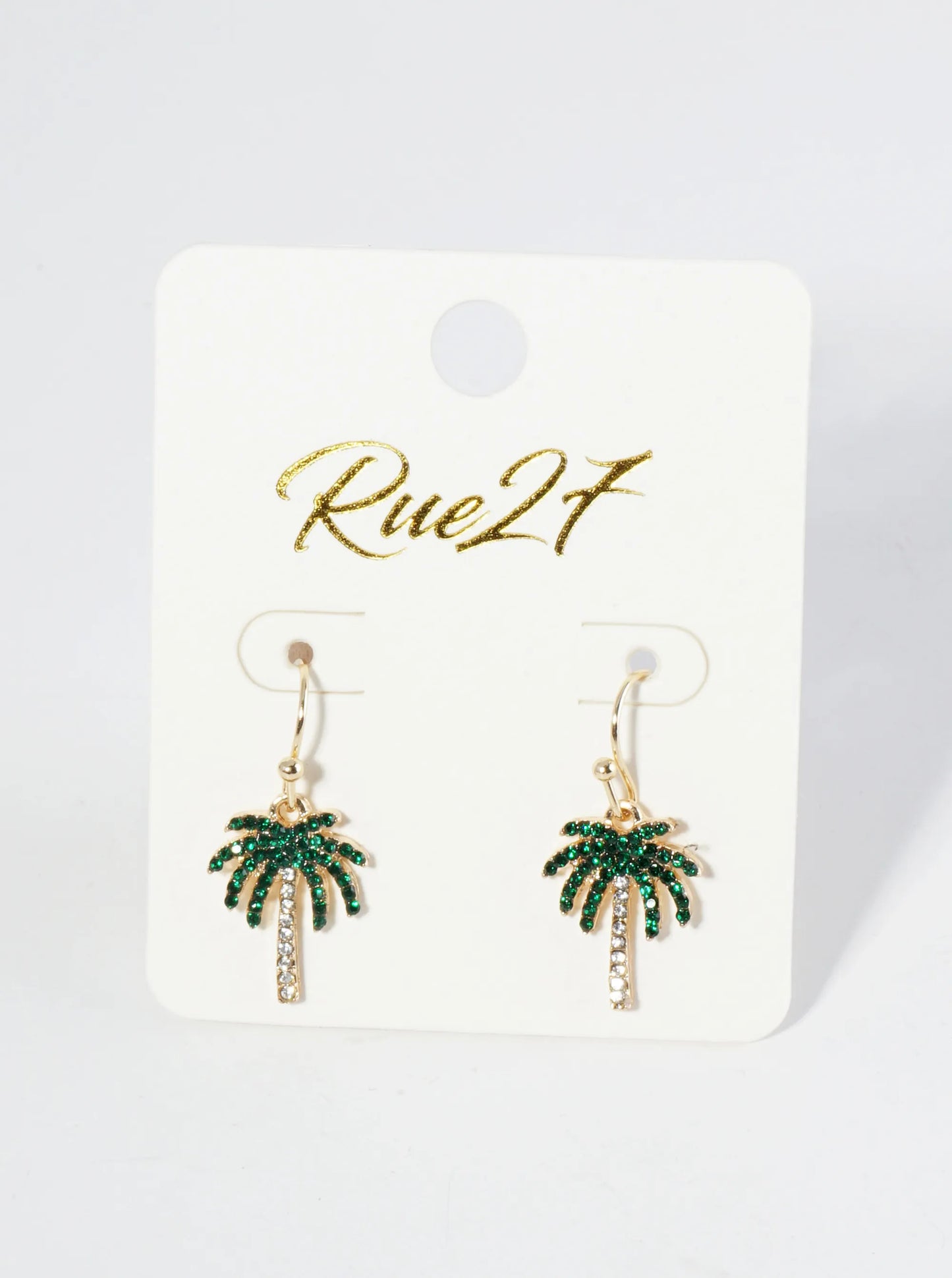 Crystal Pave Palm Tree Drop Dangle Earrings