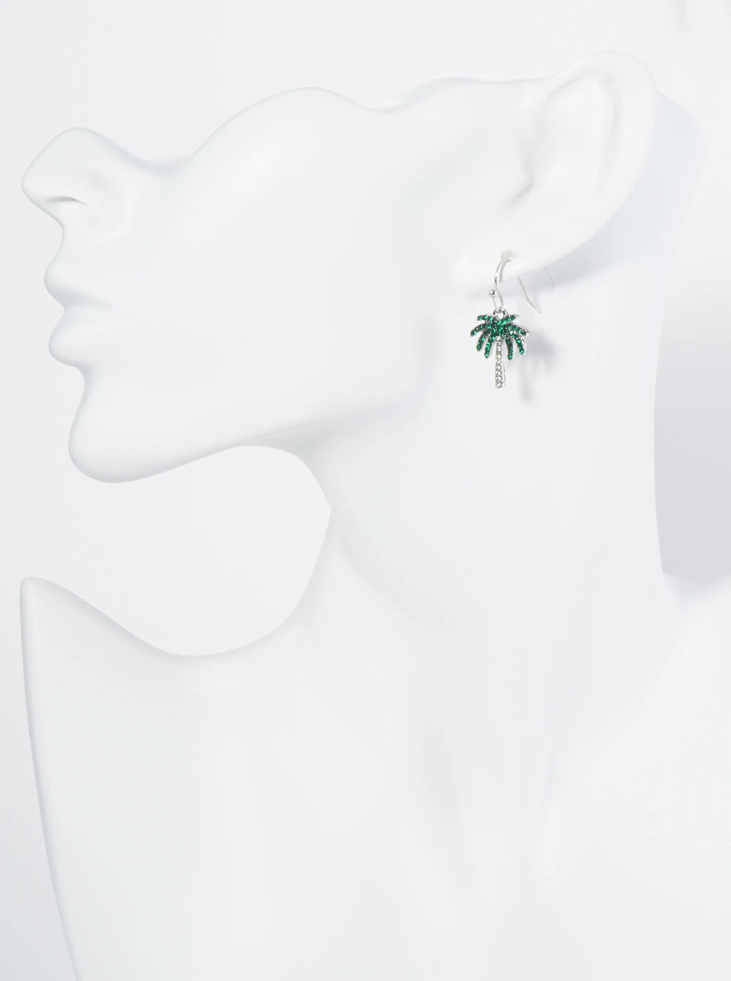 Crystal Pave Palm Tree Drop Dangle Earrings